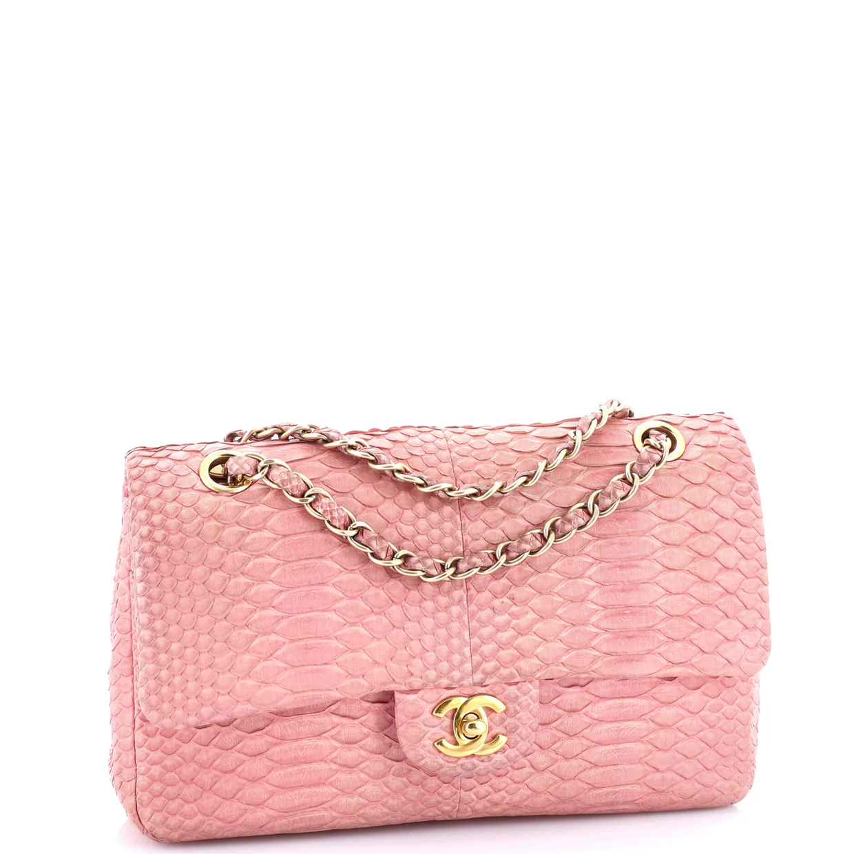 Classic Double Flap Bag Python Medium - Deep Luxury