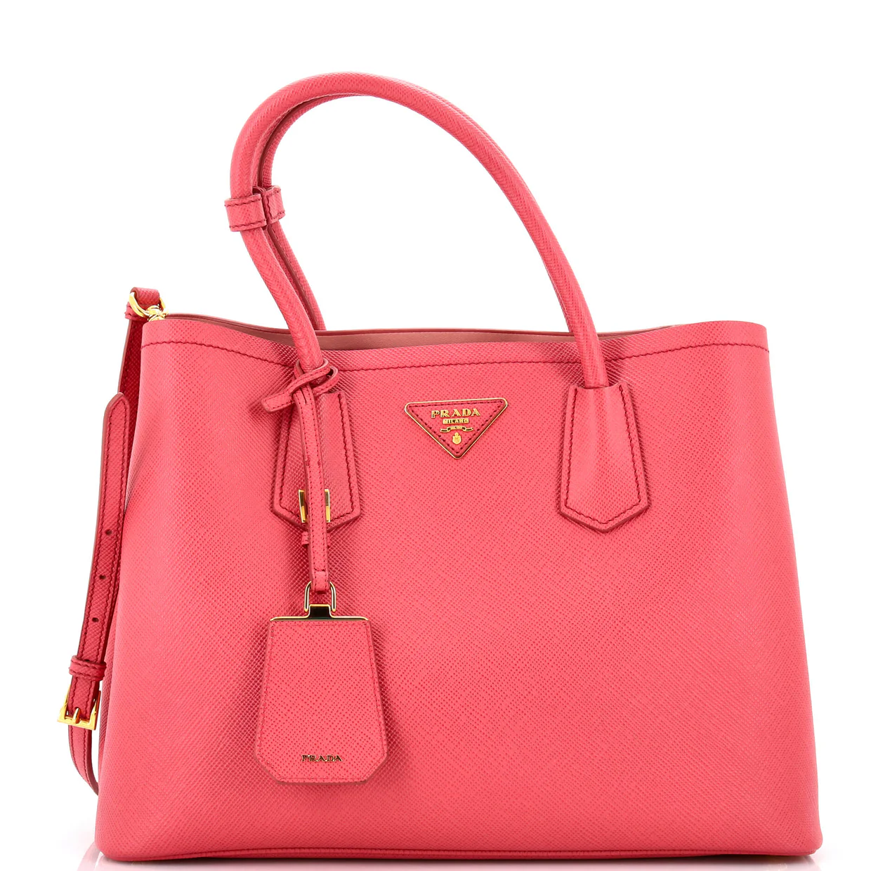 Cuir Double Tote Saffiano Leather Medium - Deep Luxury