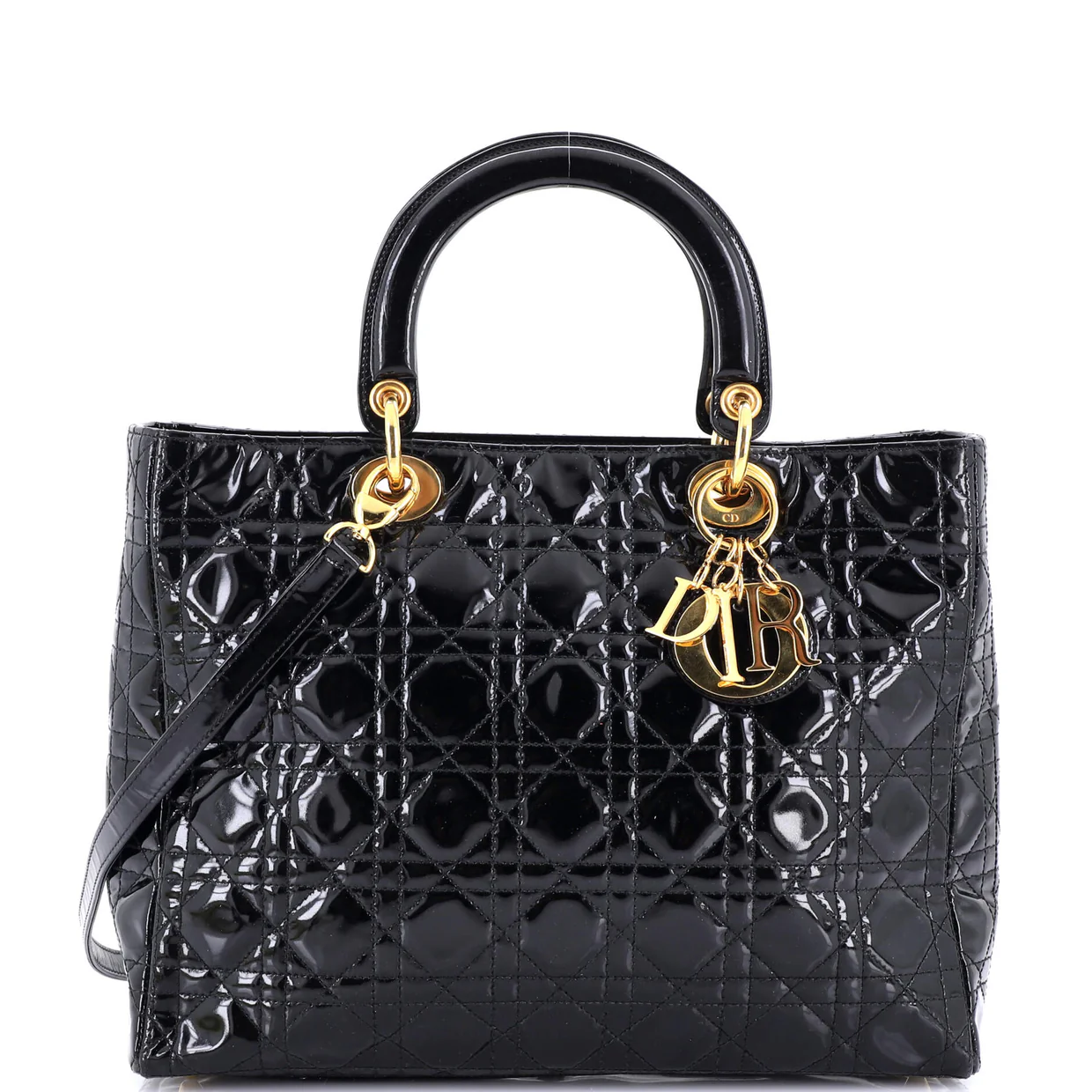 Vintage Lady Dior Bag Cannage Quilt Patent Large - Deep Luxury