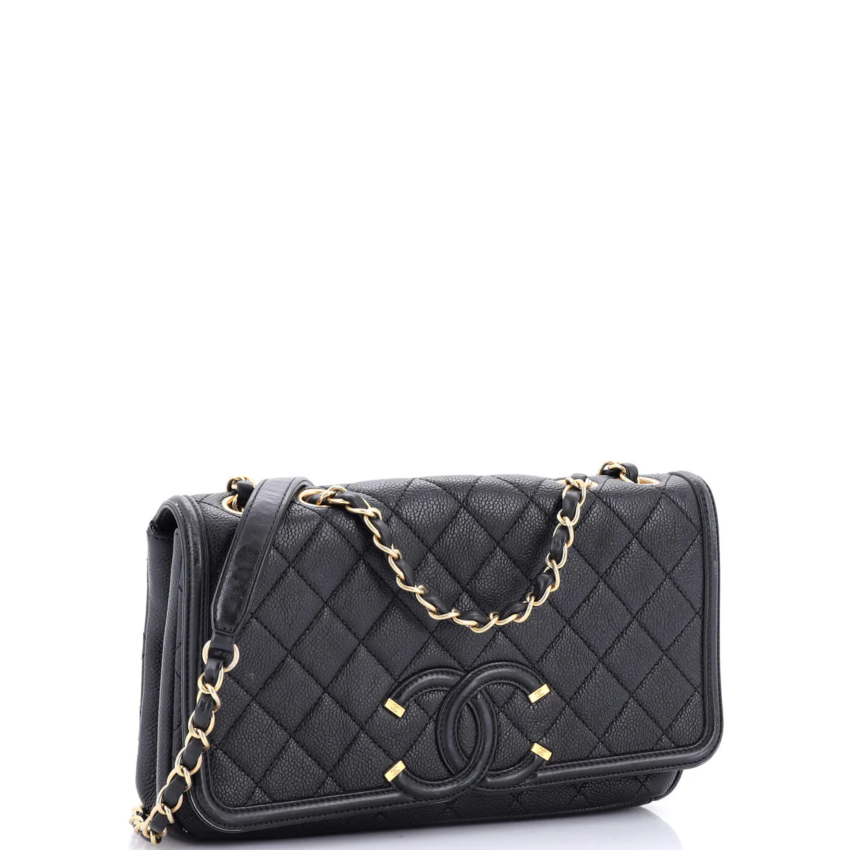 Filigree Flap Bag Quilted Caviar Medium - Deep Luxury