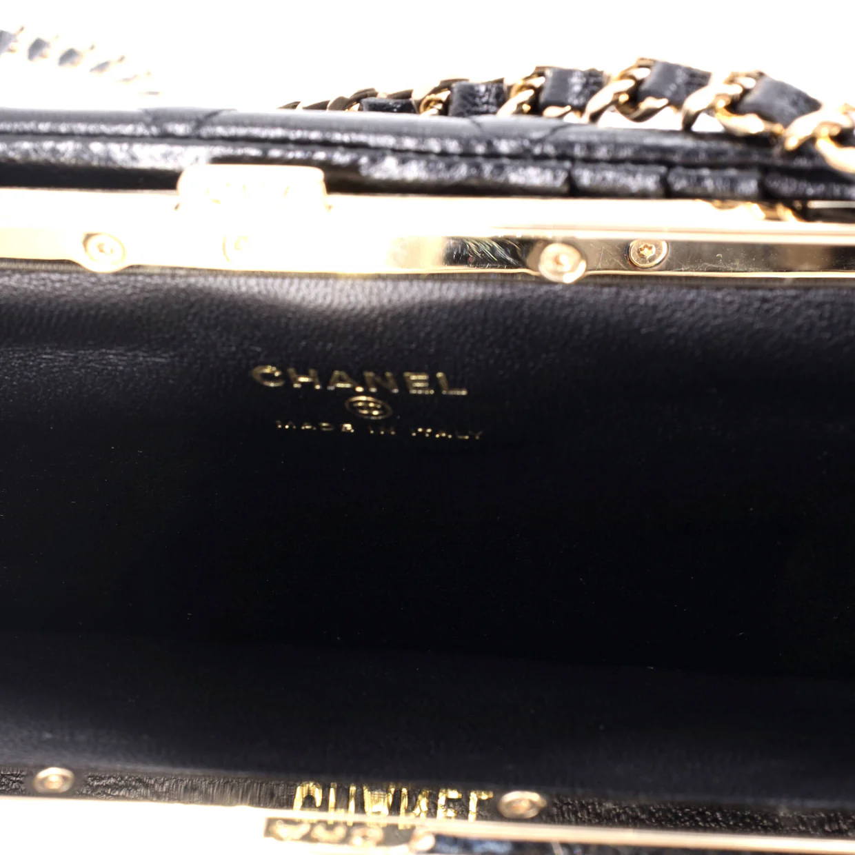 Logo Clasp Frame Clutch with Chain Quilted Lambskin Small - Deep Luxury