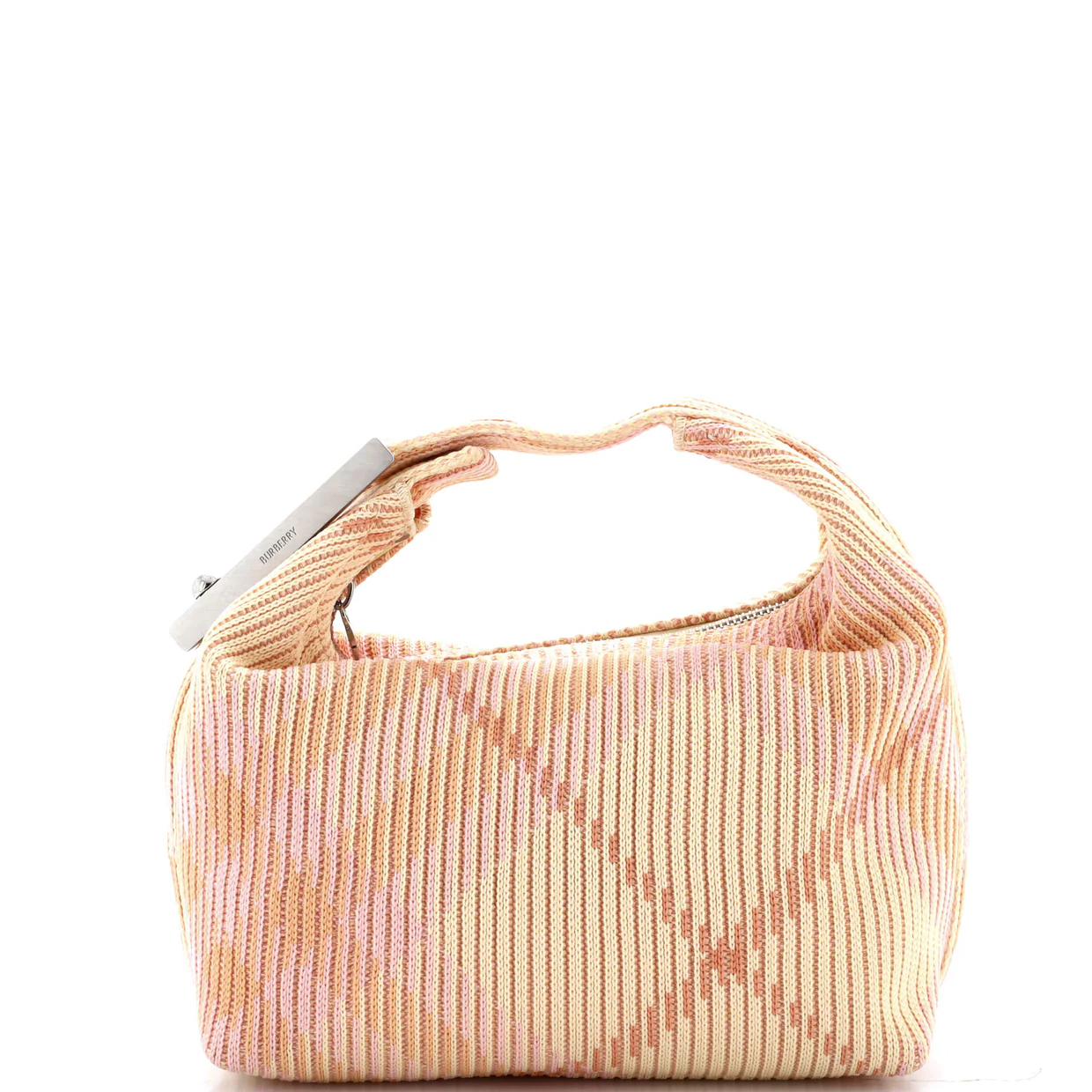 Peg Handle Bag Knit Check Fabric Mini - Deep Luxury
