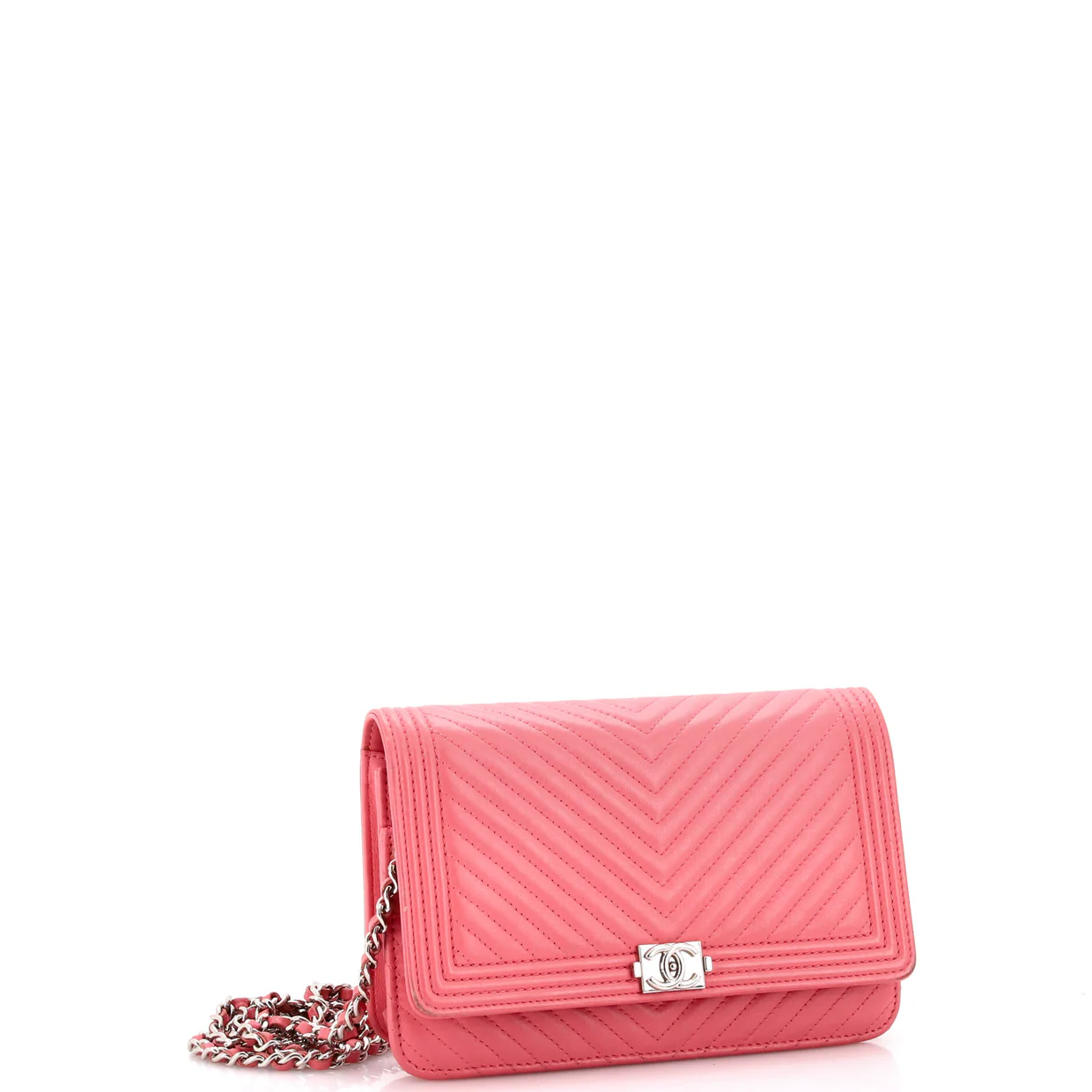 Boy Wallet on Chain Chevron Calfskin - Deep Luxury