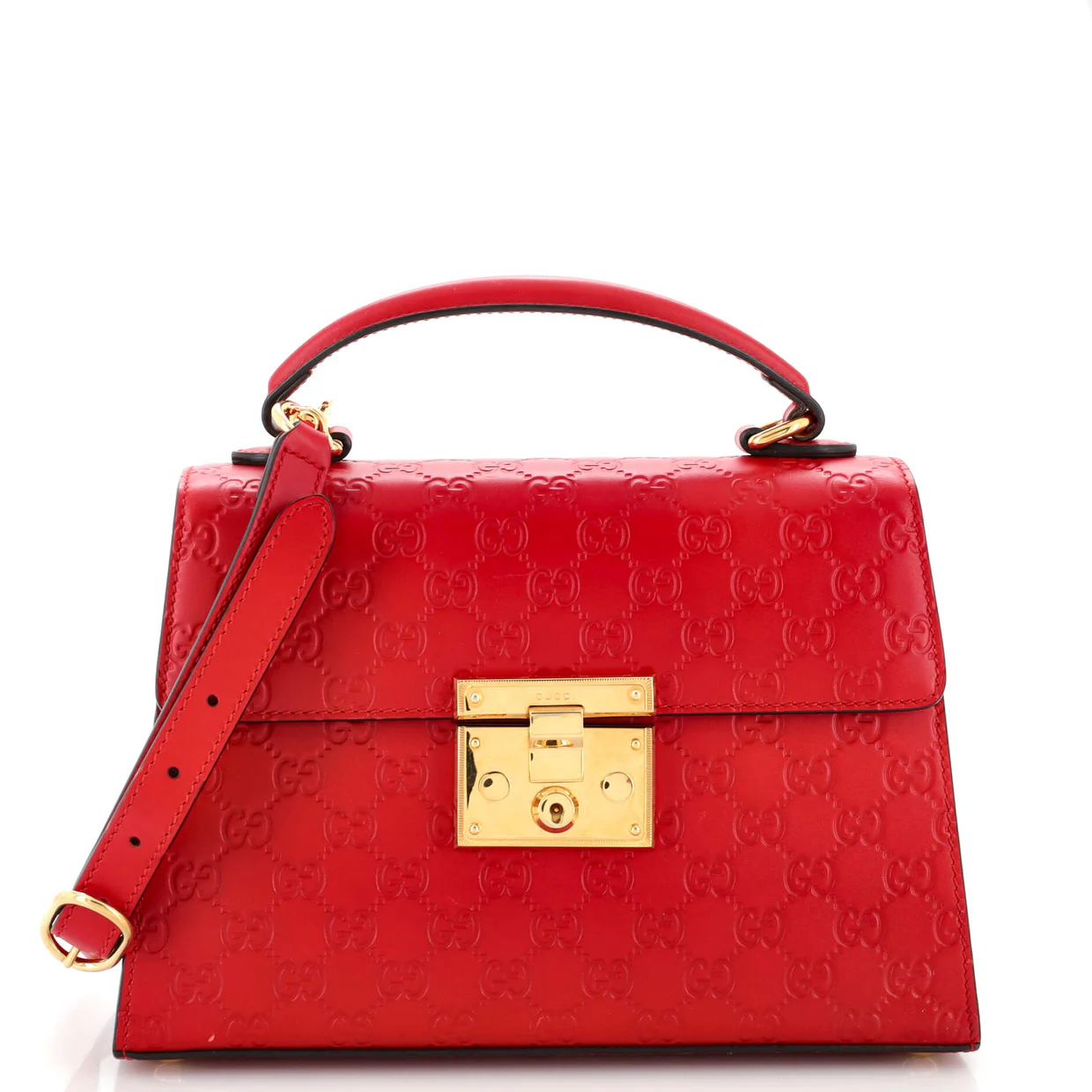Padlock Top Handle Bag Guccissima Leather Small - Deep Luxury