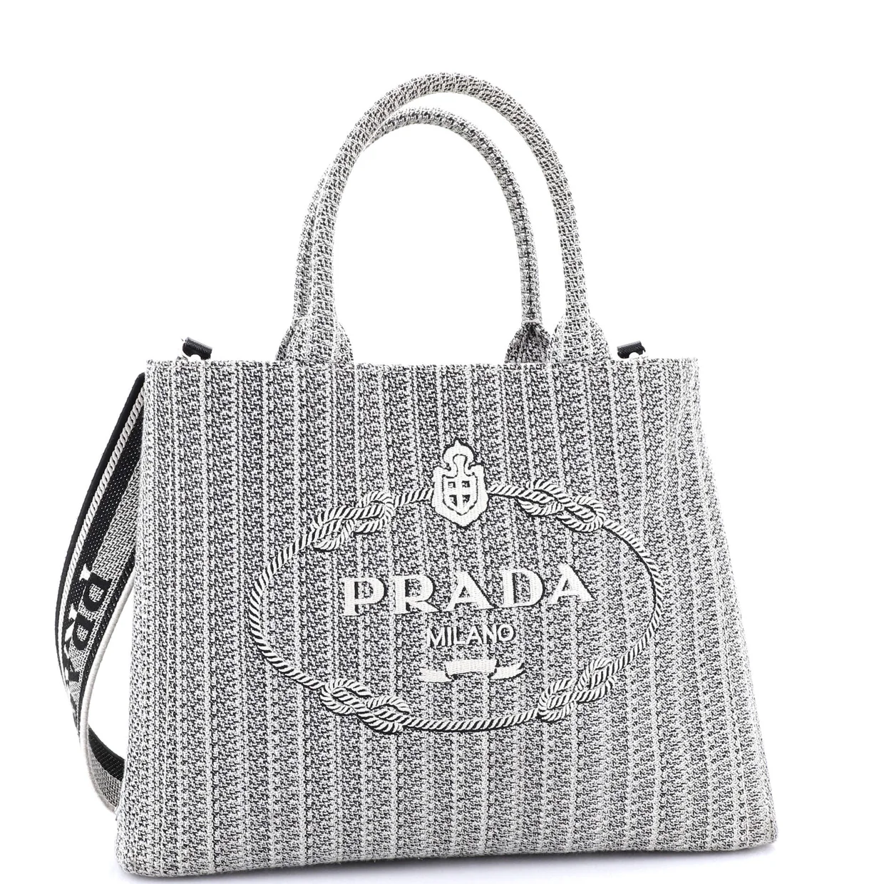 Logo Strap Canapa Tote Jacquard Medium - Deep Luxury