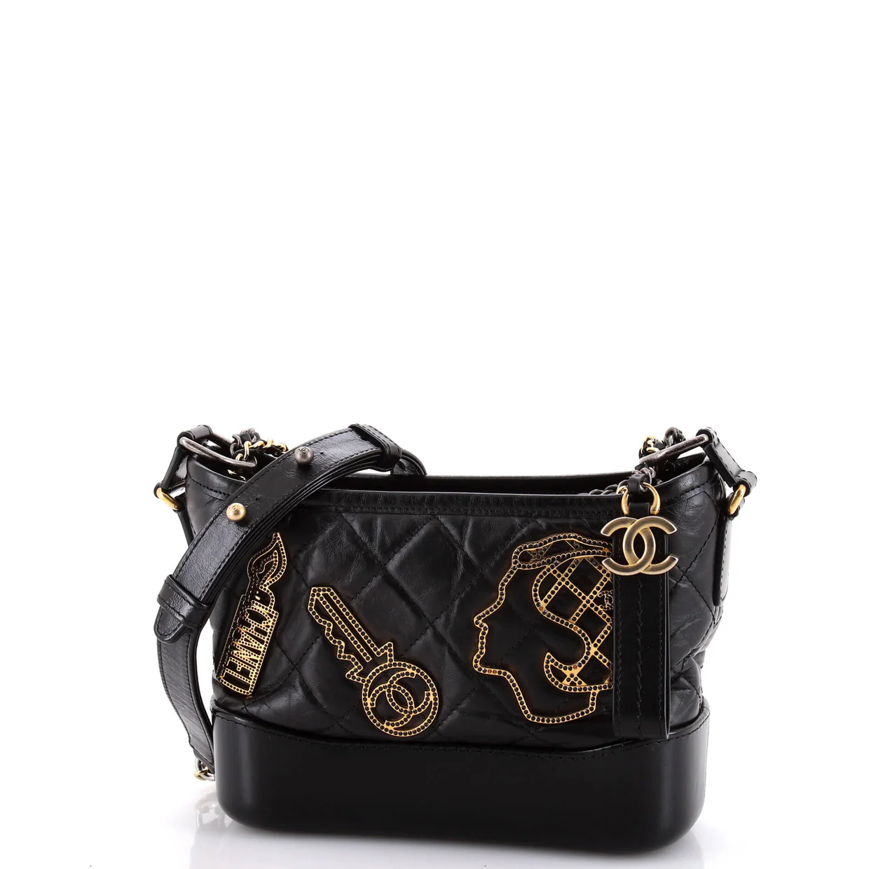 Gabrielle Hobo Embellished Quilted Aged Calfskin Small - Deep Luxury