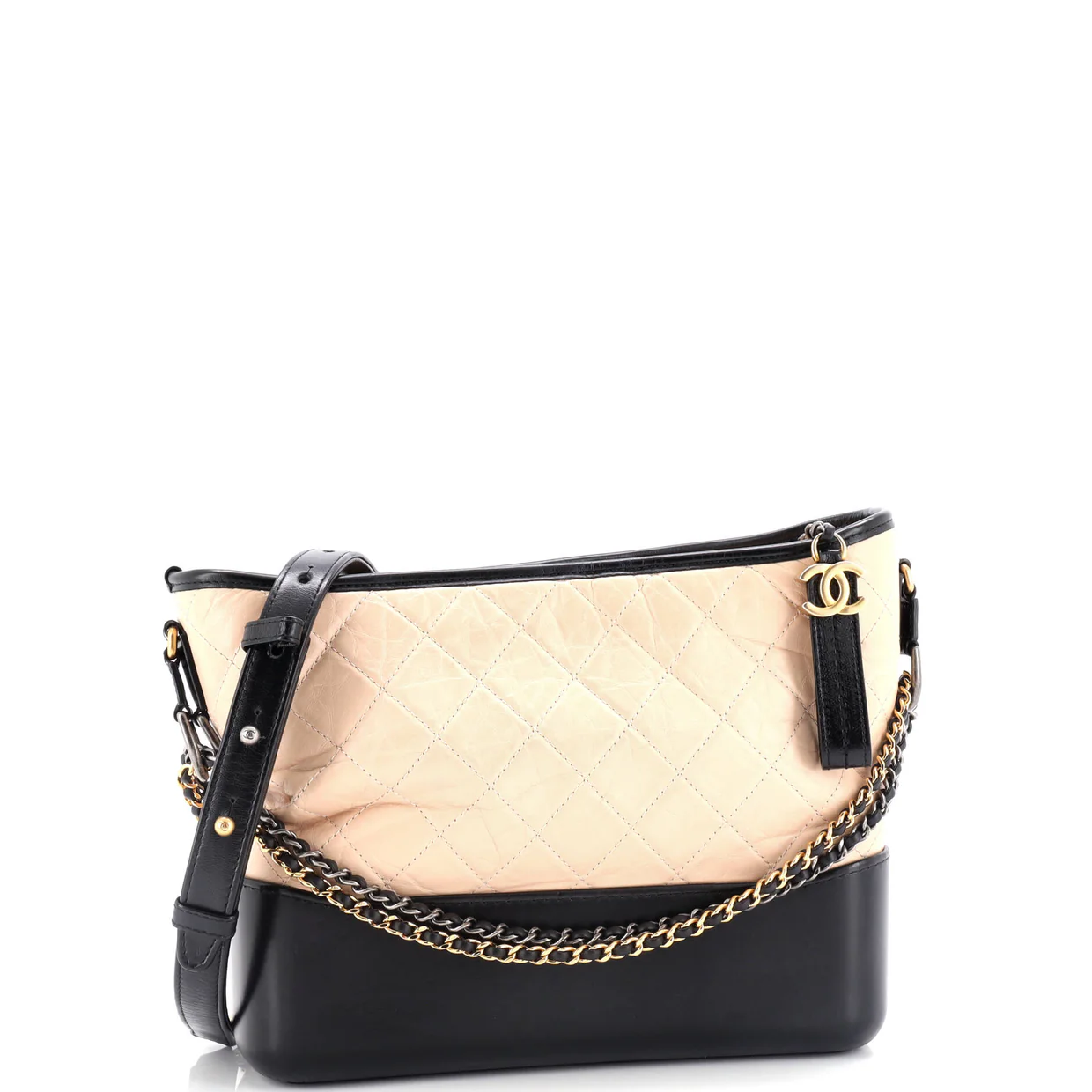 Bicolor Gabrielle Hobo Quilted Aged Calfskin Medium - Deep Luxury