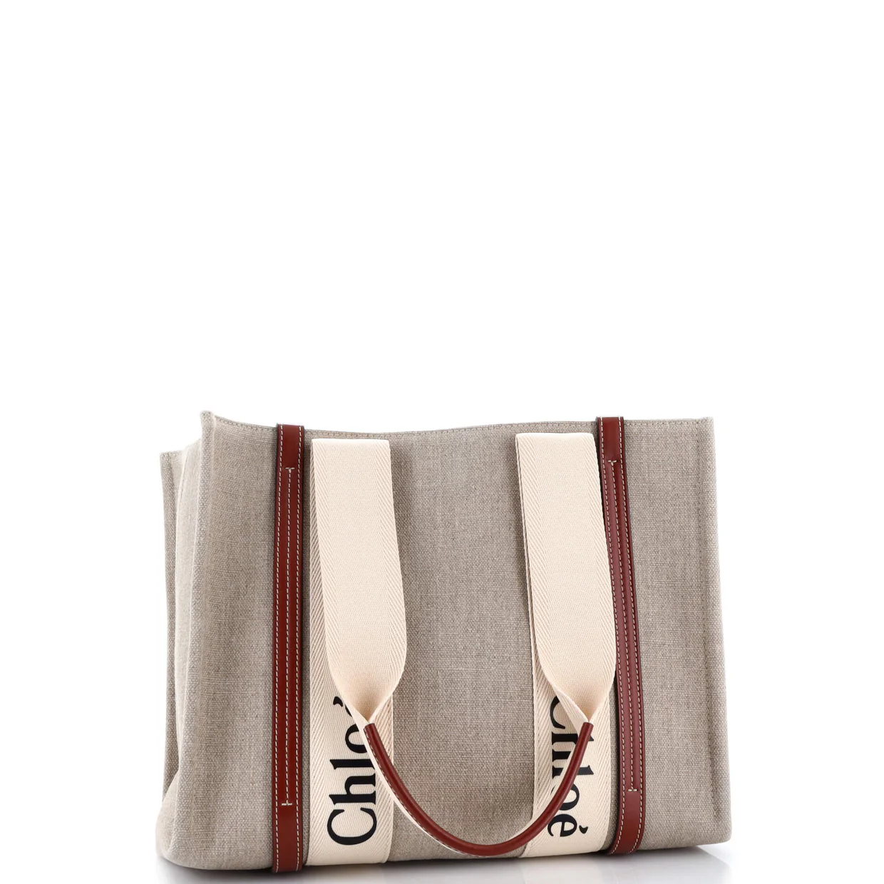 Woody Tote Canvas with Leather Medium - Deep Luxury