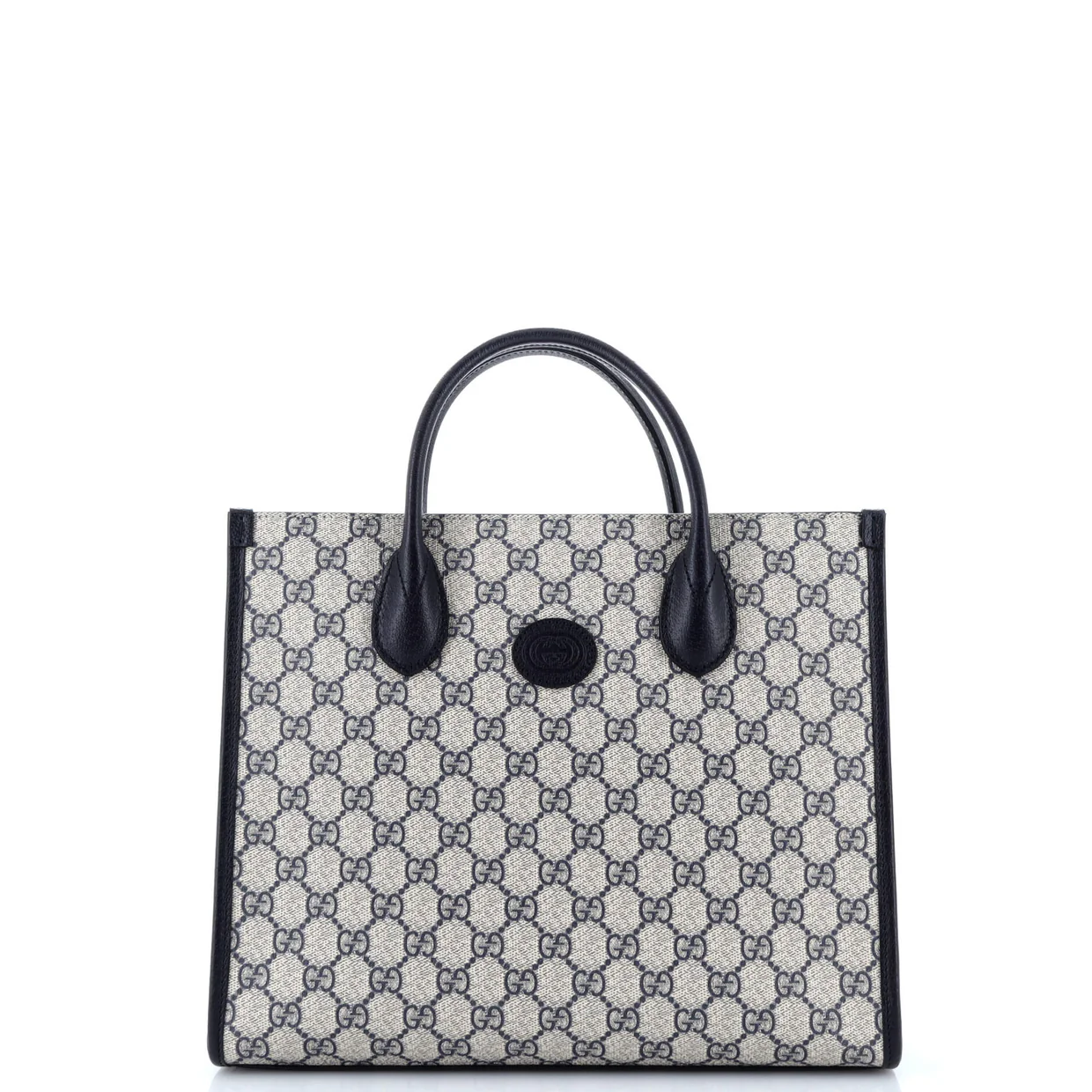 Interlocking G Tote GG Coated Canvas and Leather Small - Deep Luxury