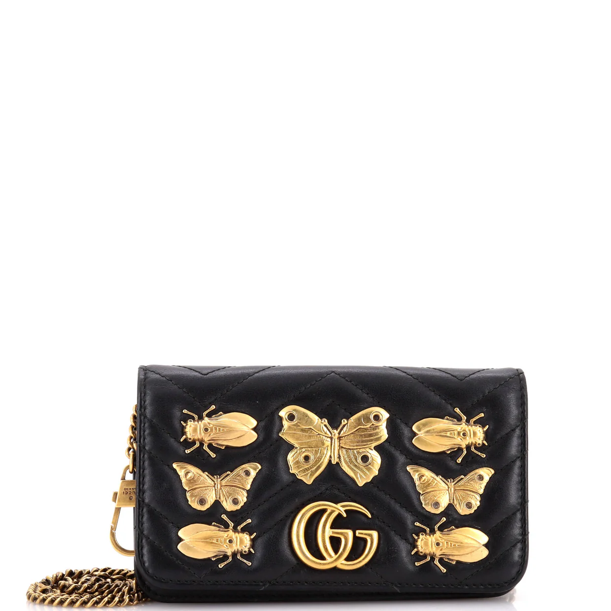 GG Marmont Chain Flap Bag Embellished Matelasse Leather Mini - Deep Luxury