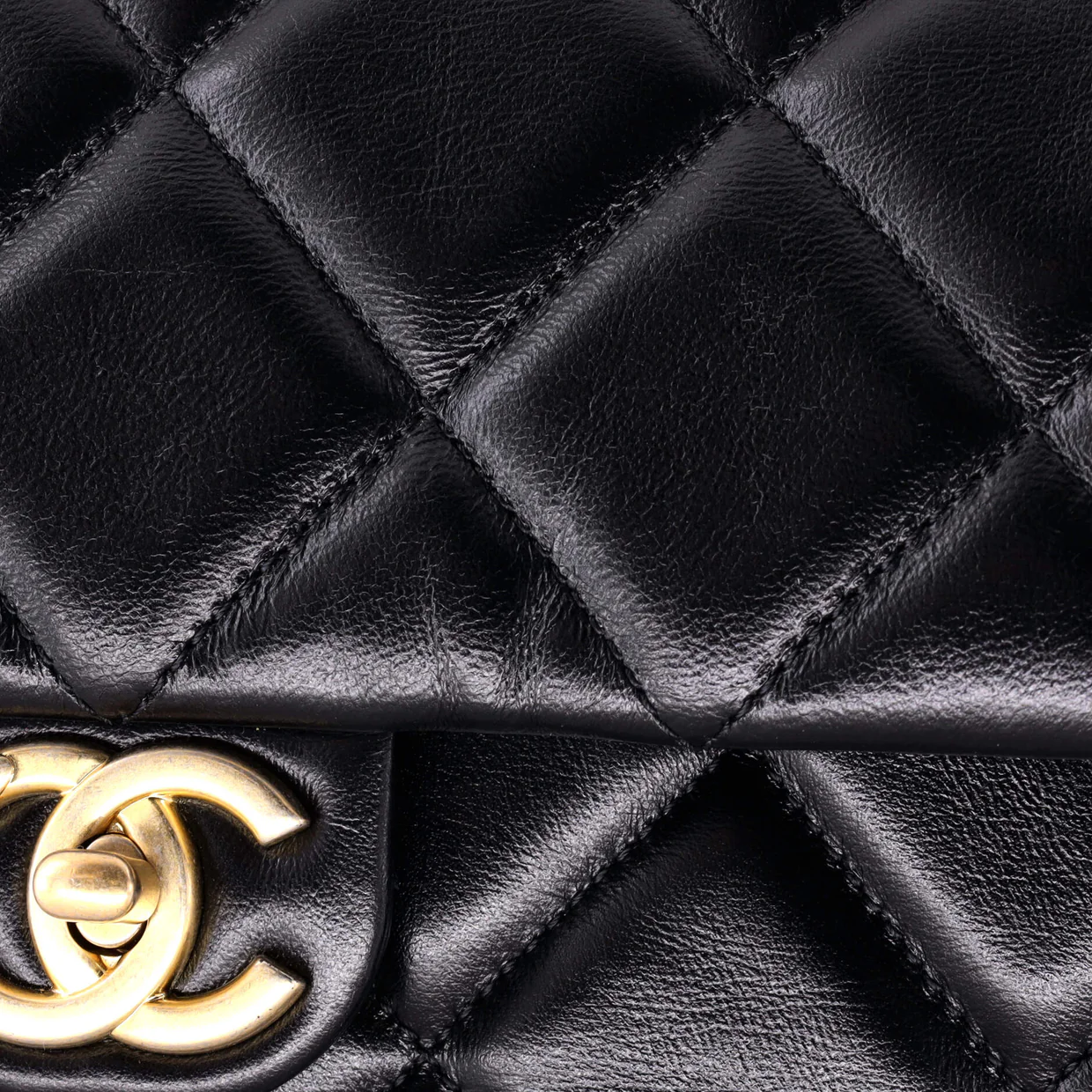 CC Bar Chain Top Handle Convertible Flap Bag Quilted Lambskin Small - Deep Luxury