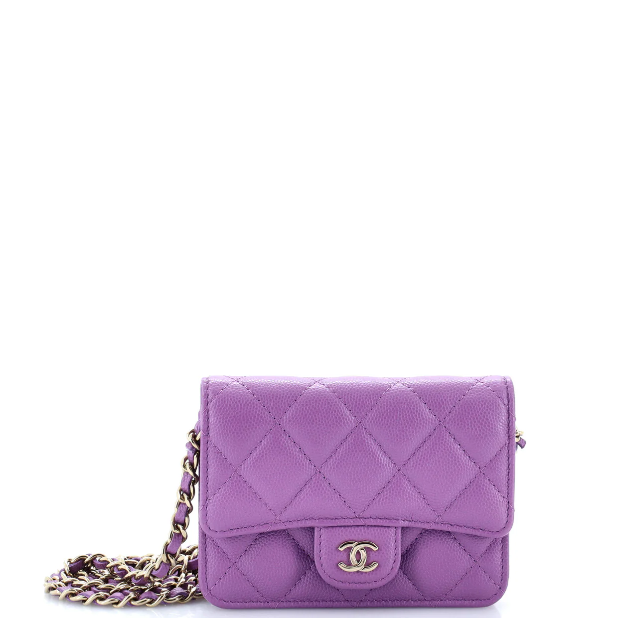 Classic Flap Clutch with Chain Quilted Caviar Small - Deep Luxury