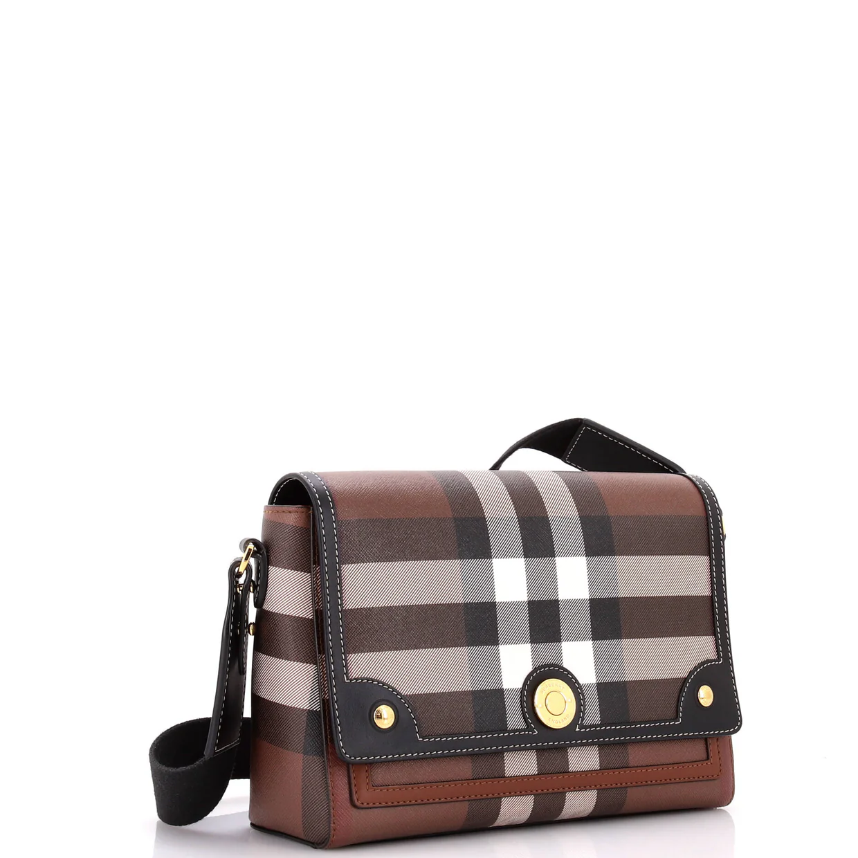 Note Crossbody Bag Check Canvas and Leather Medium - Deep Luxury