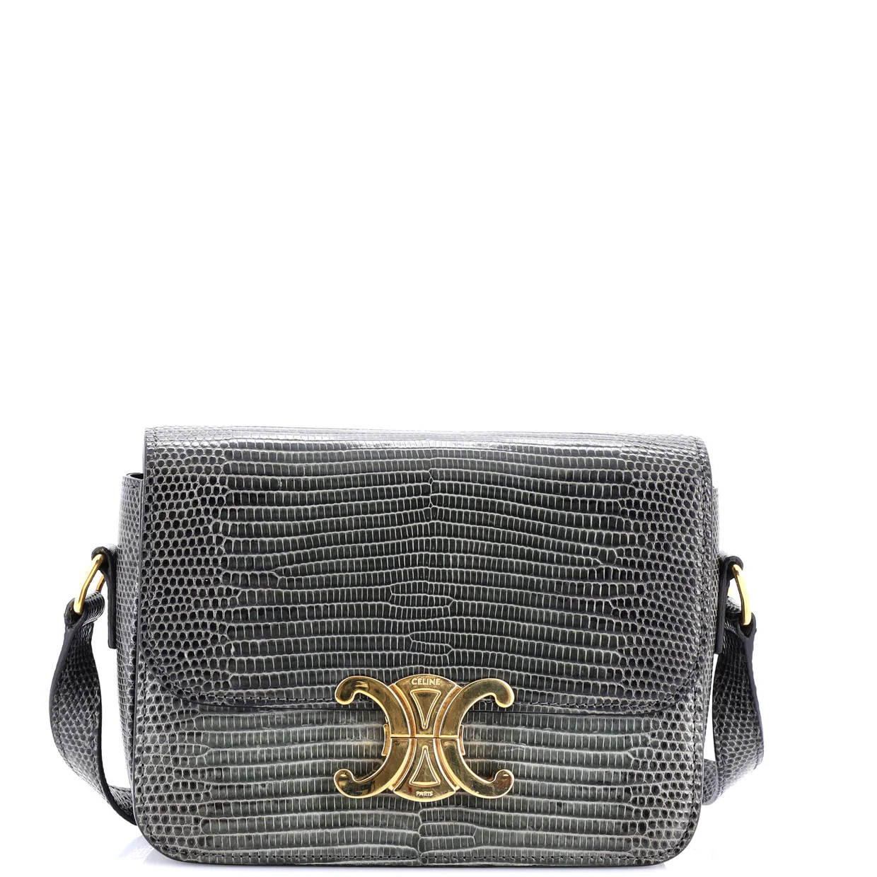 Triomphe Shoulder Bag Lizard Teen - Deep Luxury