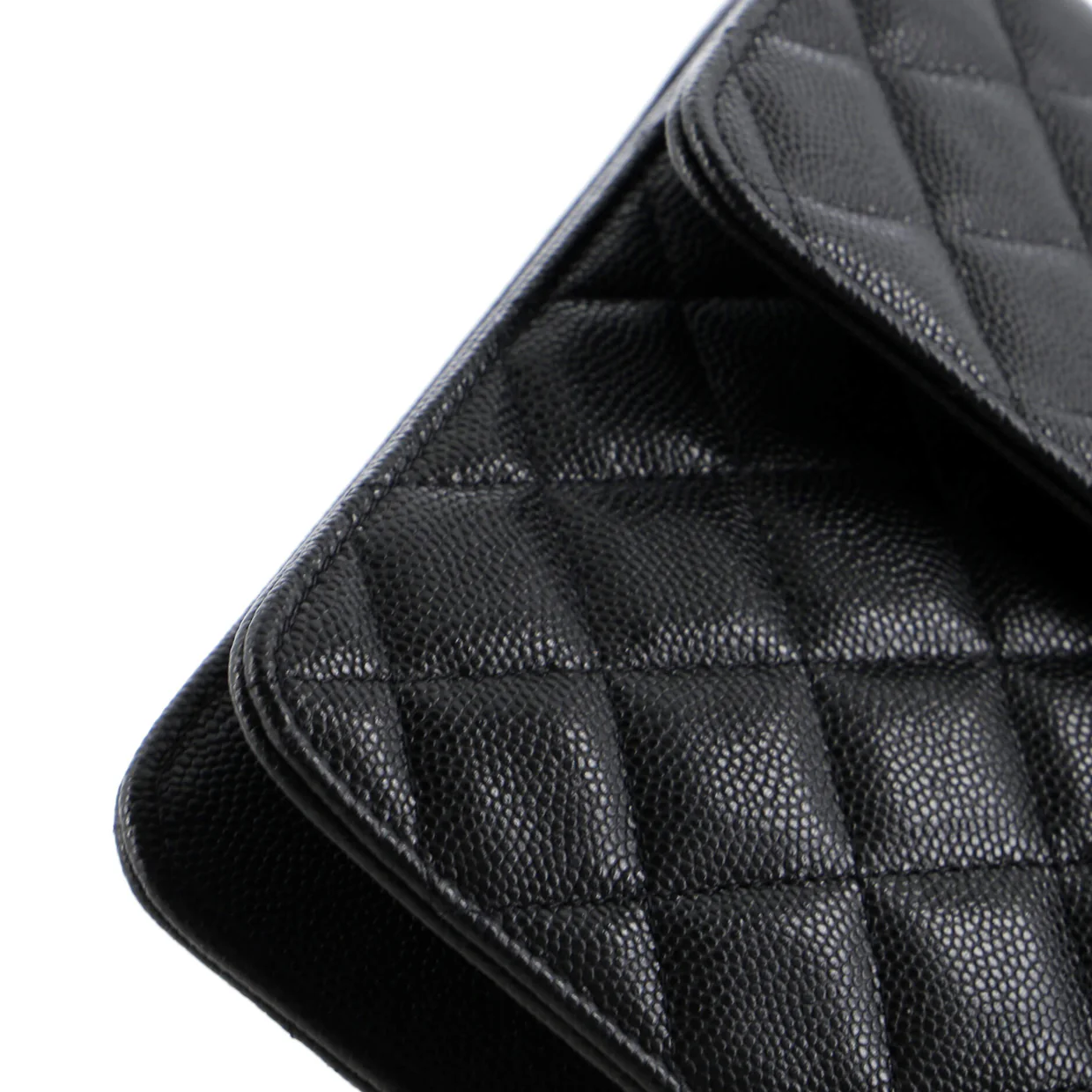 Square Classic Flap Clutch Quilted Caviar - Deep Luxury