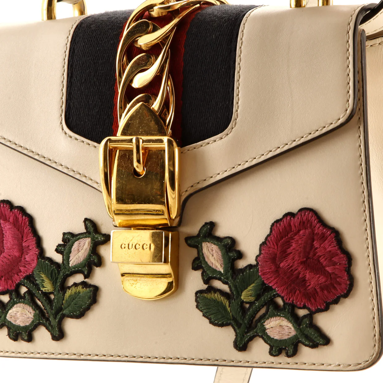 Sylvie Top Handle Bag Embroidered Leather Mini - Deep Luxury