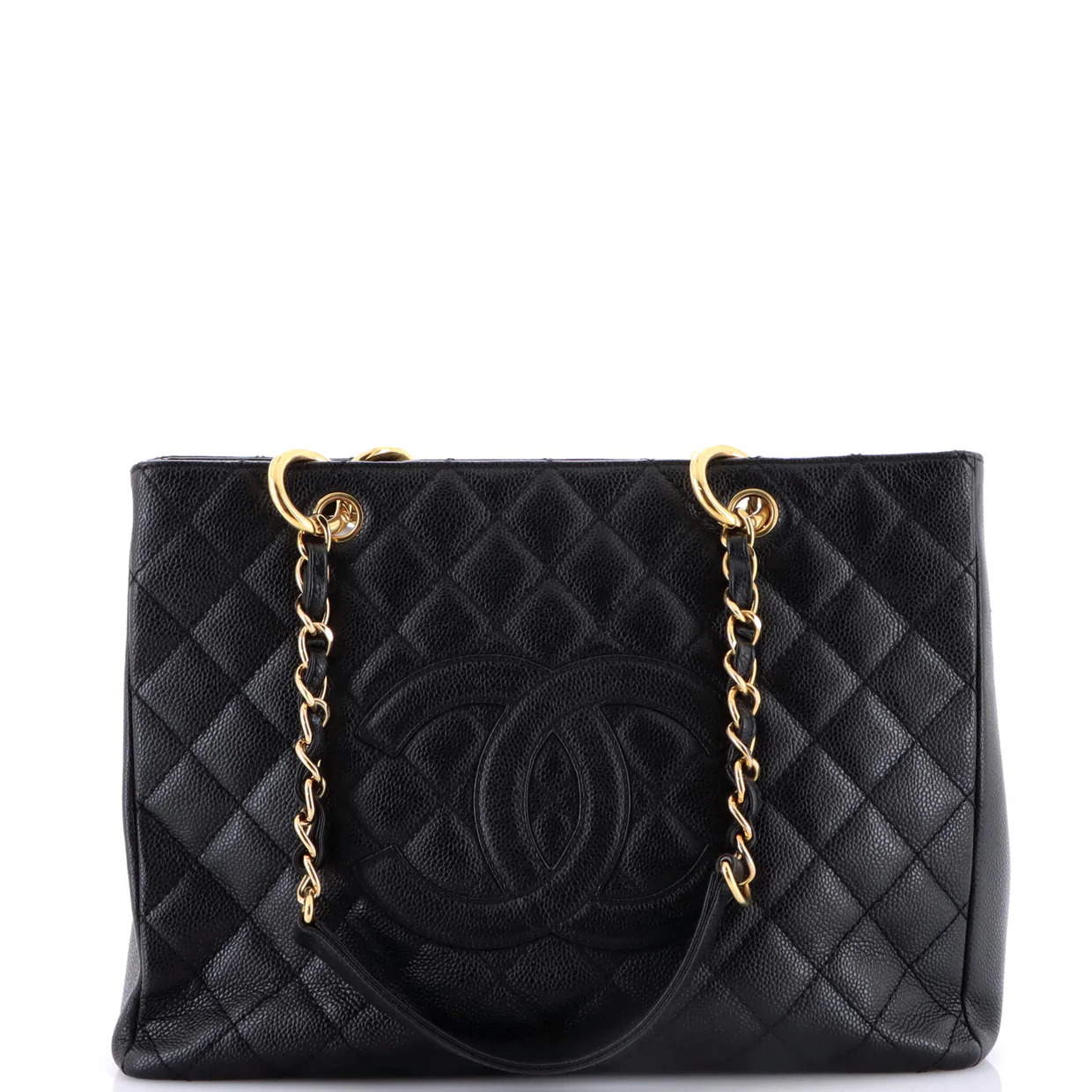 Grand Shopping Tote Quilted Caviar - Deep Luxury