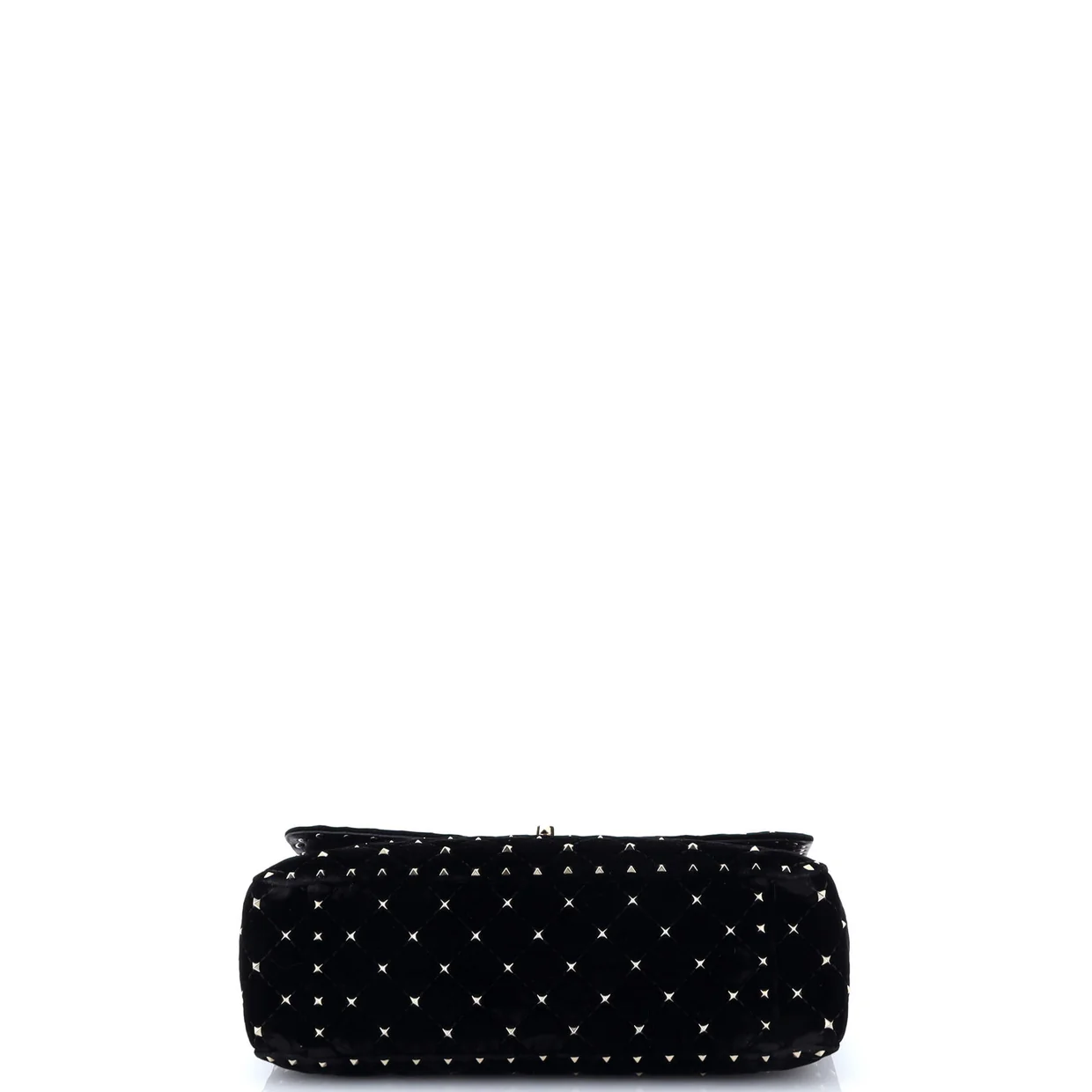 Rockstud Spike Flap Shoulder Bag Quilted Velvet Large - Deep Luxury