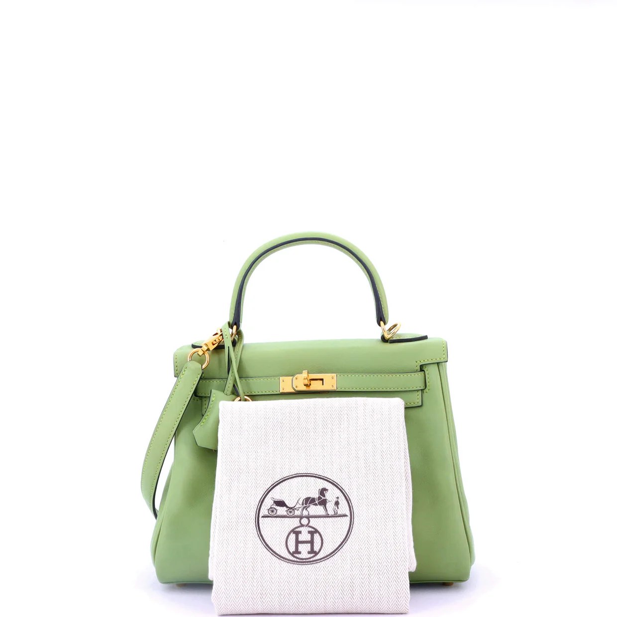 Kelly Handbag Vert Criquet Swift with Gold Hardware 25 - Deep Luxury