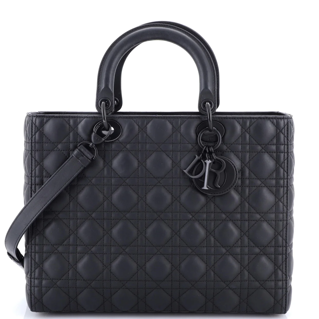 Ultra Matte Lady Dior Bag Cannage Quilt Calfskin Large - Deep Luxury