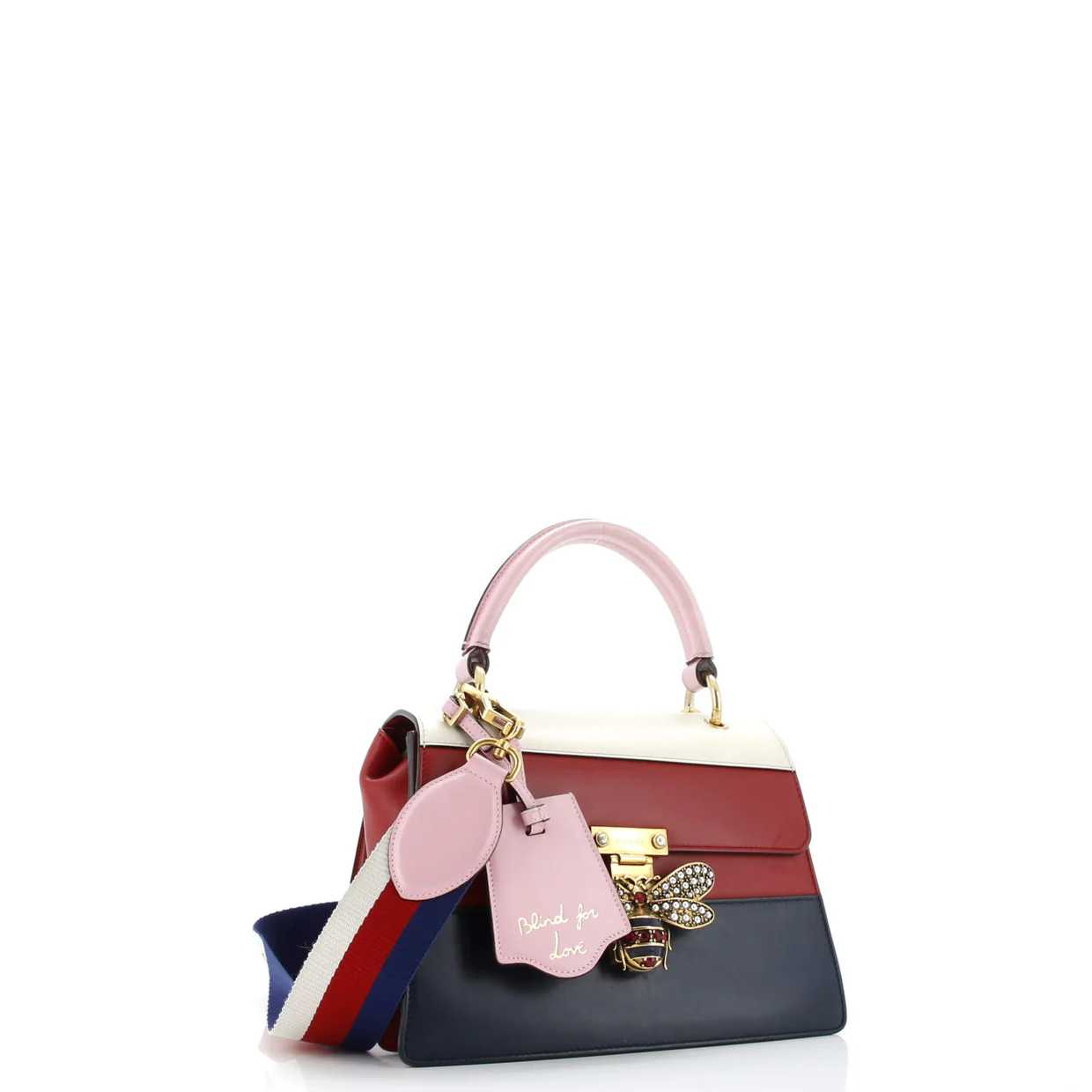 Queen Margaret Top Handle Bag Colorblock Leather Small - Deep Luxury