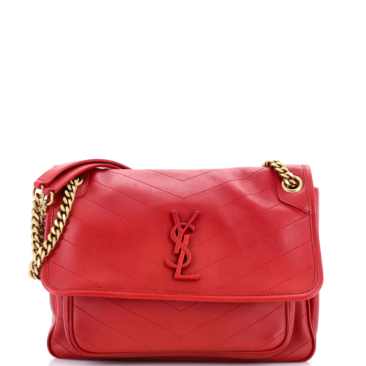 Niki Chain Flap Bag Matelasse Chevron Leather Medium - Deep Luxury