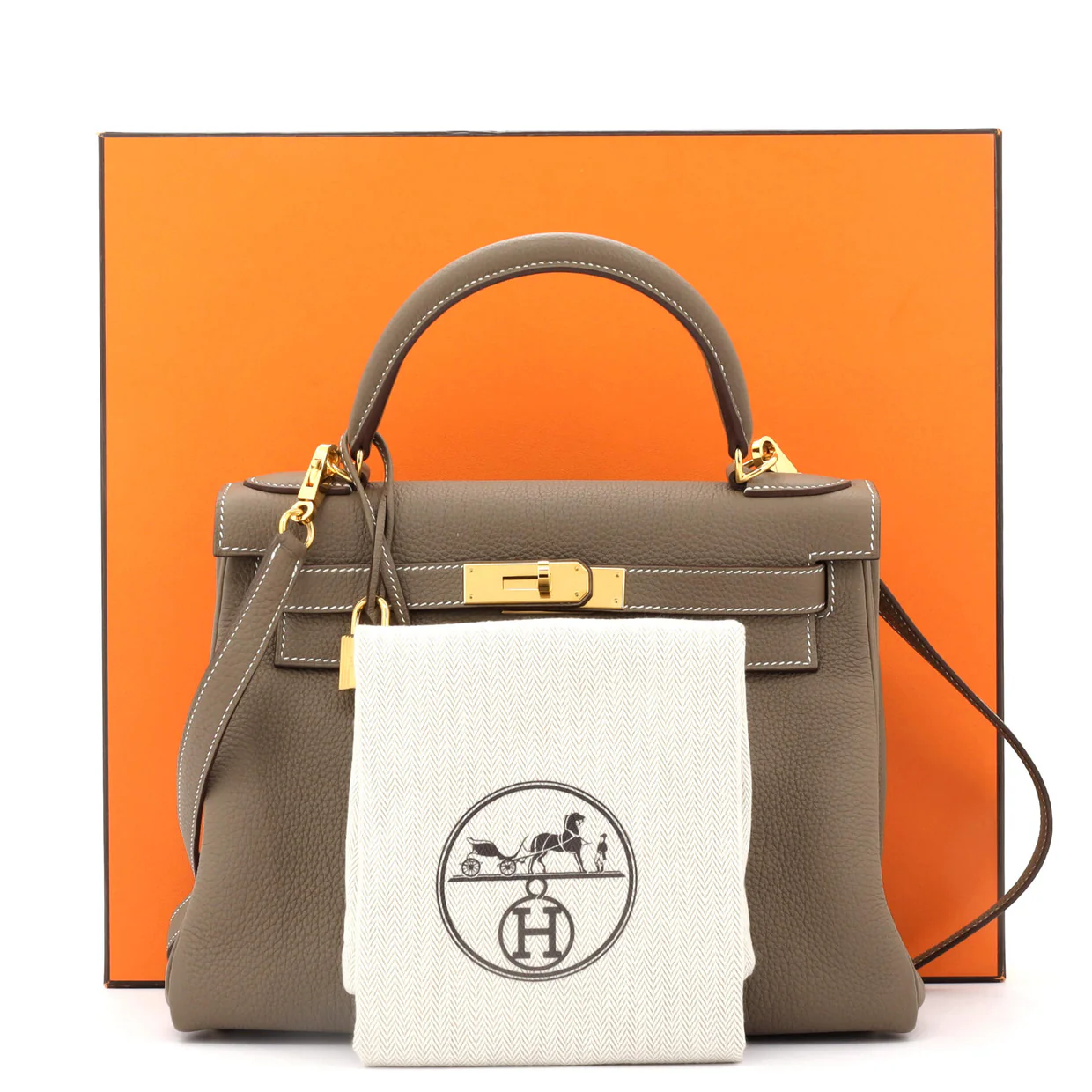 Kelly Handbag Grey Togo with Gold Hardware 28 - Deep Luxury