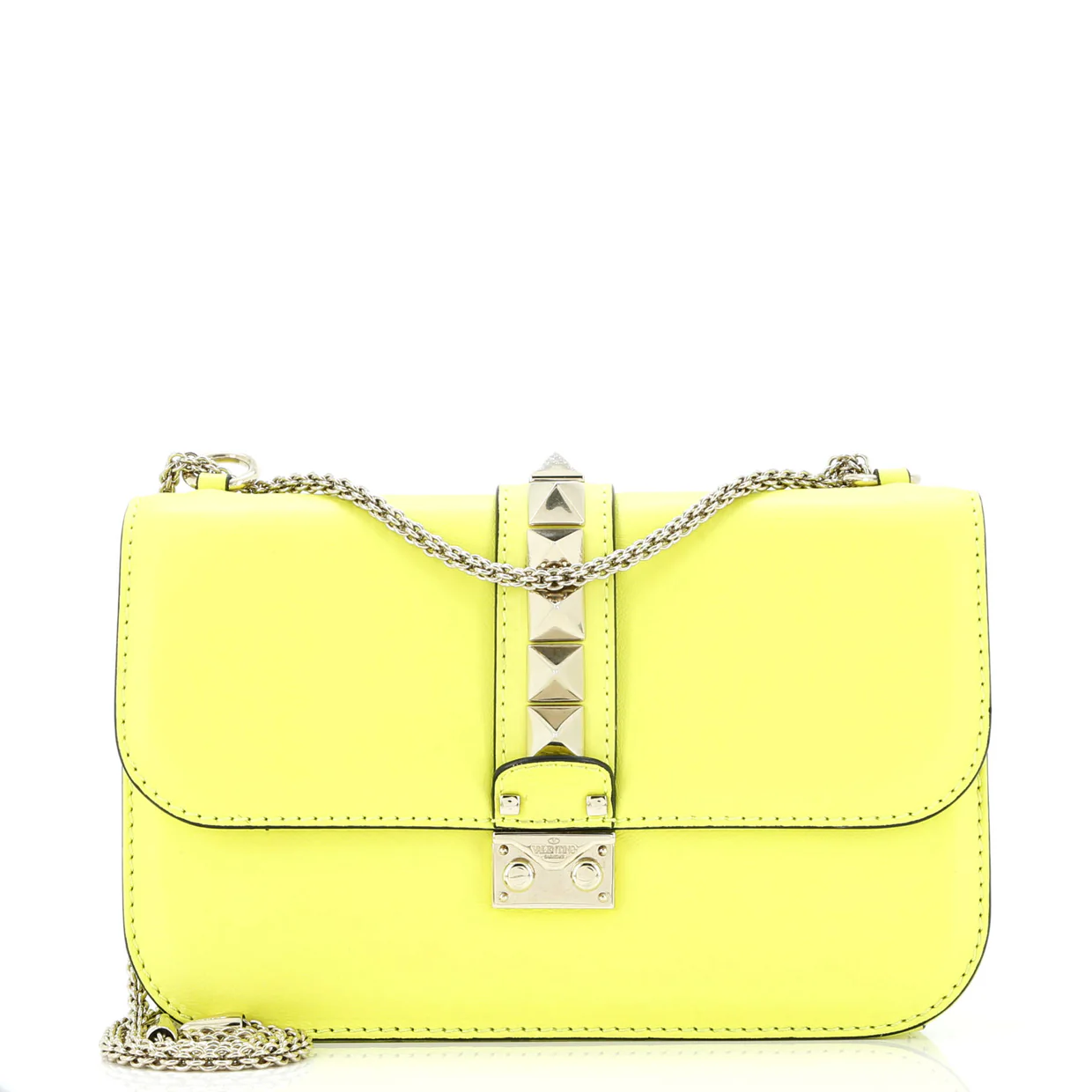 Rolling Rockstud Glam Lock Shoulder Bag Leather Medium - Deep Luxury