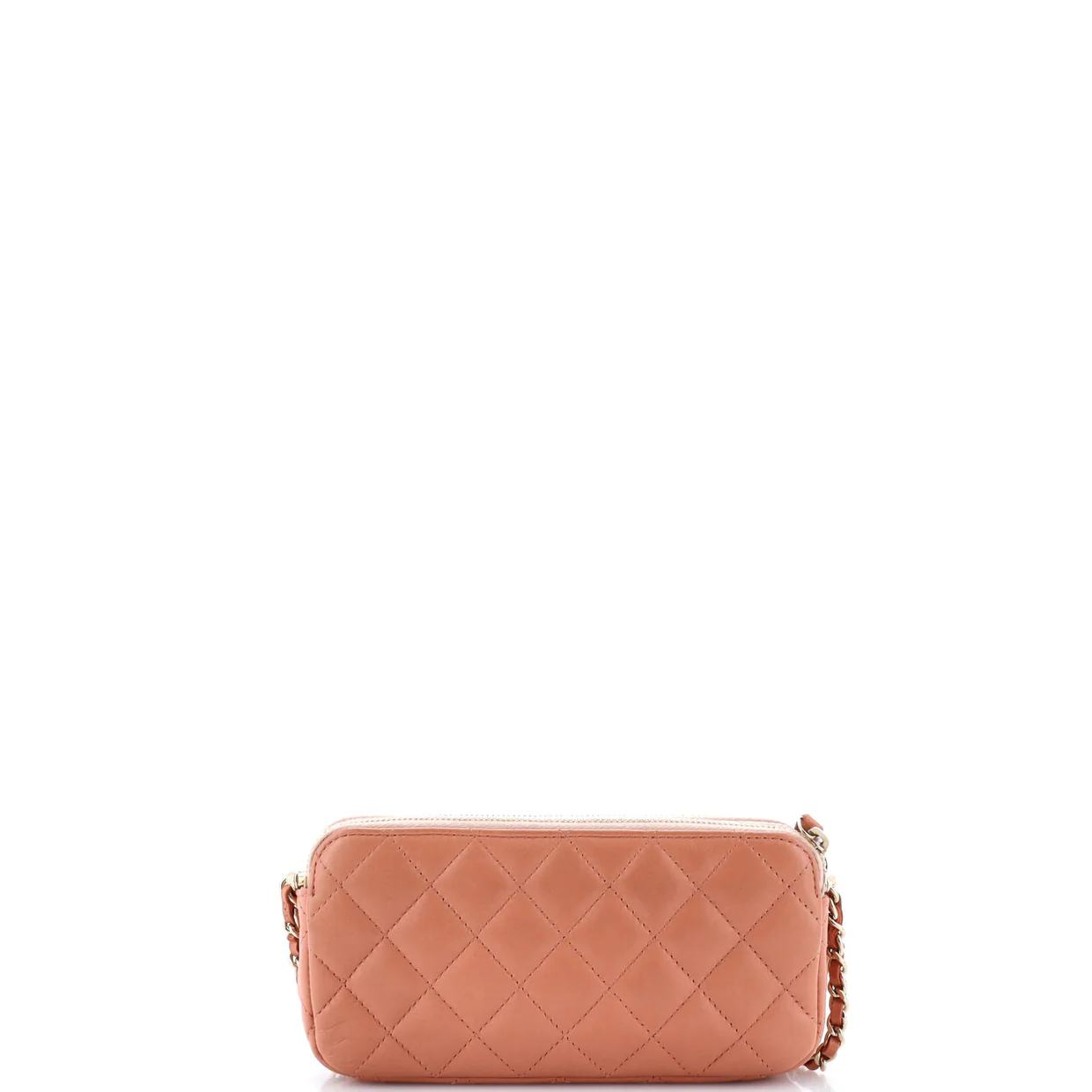 Double Zip Clutch with Chain Quilted Lambskin - Deep Luxury