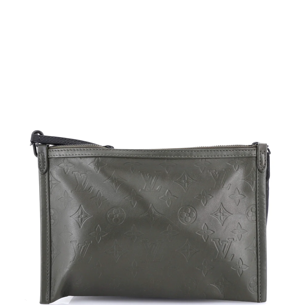 Double Flat Messenger Bag Monogram Shadow Leather - Deep Luxury