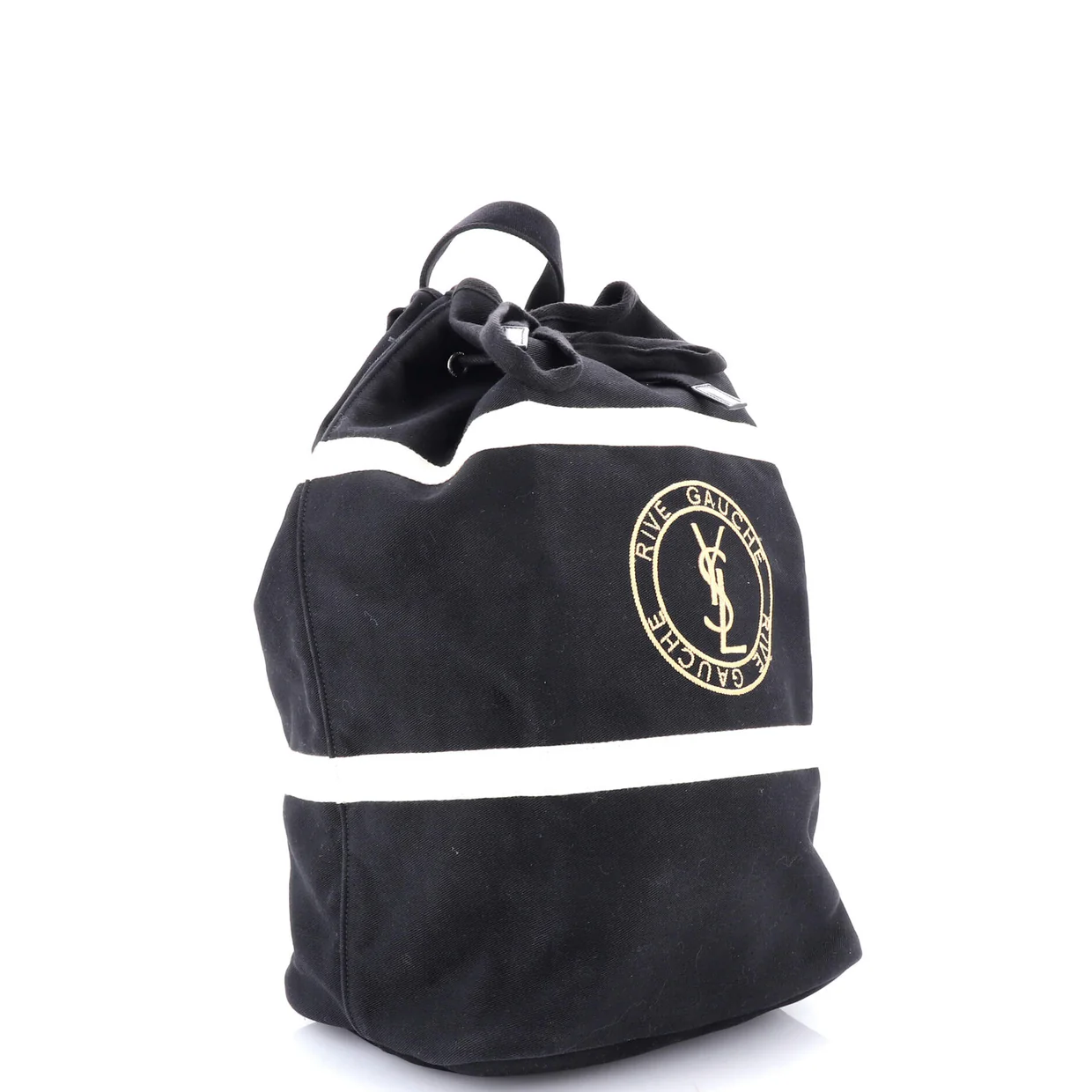 Rive Gauche Drawstring Sling Bag Stripe Canvas Medium - Deep Luxury