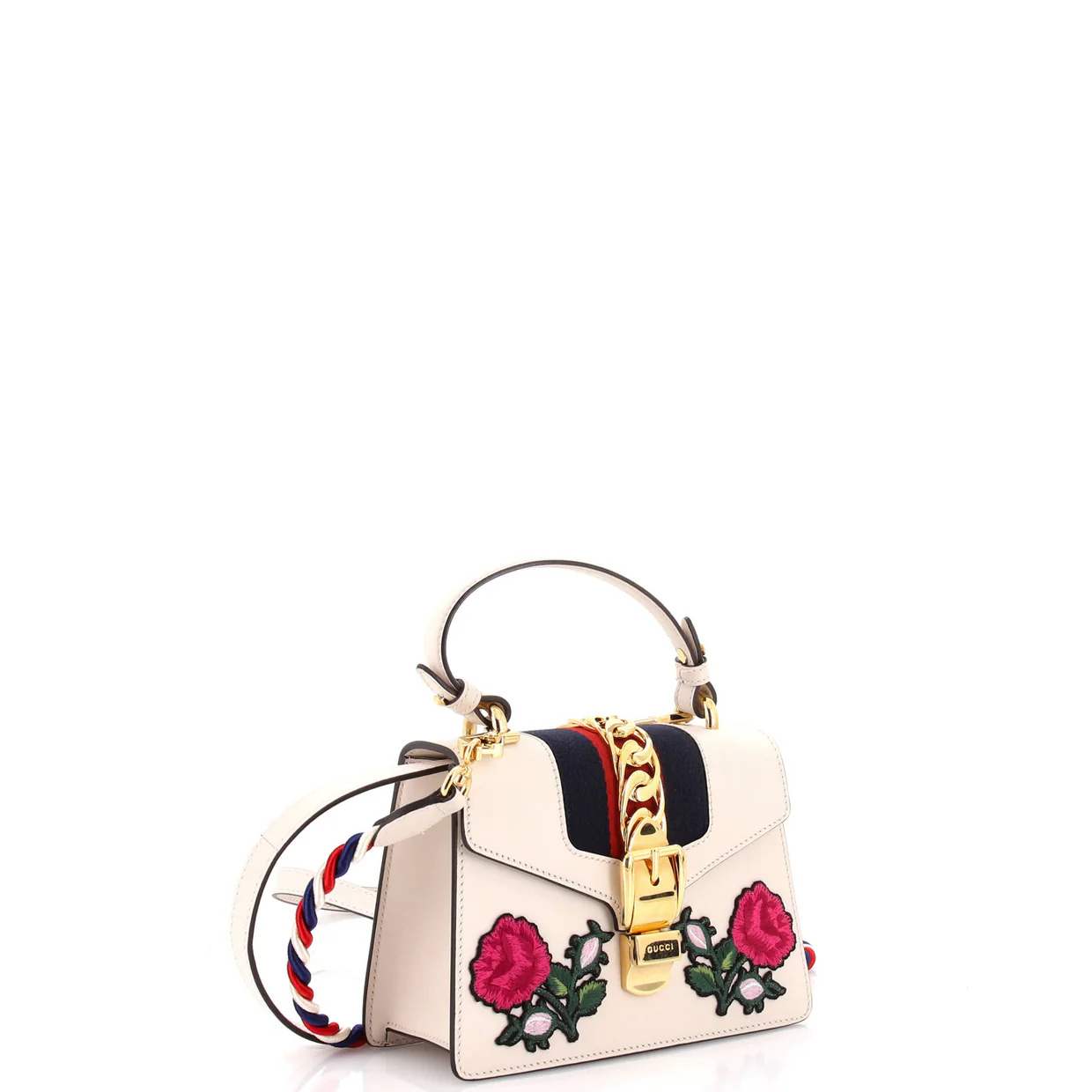 Sylvie Top Handle Bag Embroidered Leather Mini - Deep Luxury