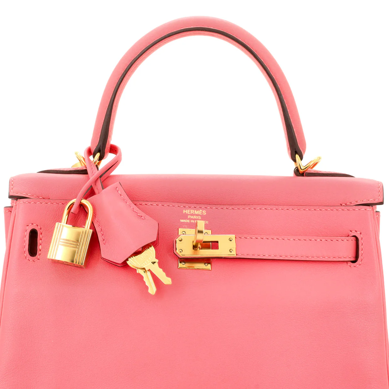 Kelly Handbag Rose Azalée Swift with Gold Hardware 25 - Deep Luxury