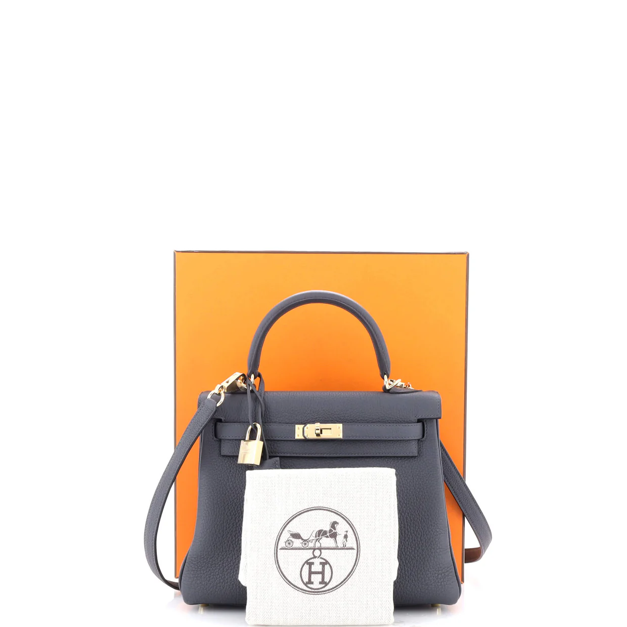 Kelly Handbag Grey Togo with Permabrass Hardware 25 - Deep Luxury