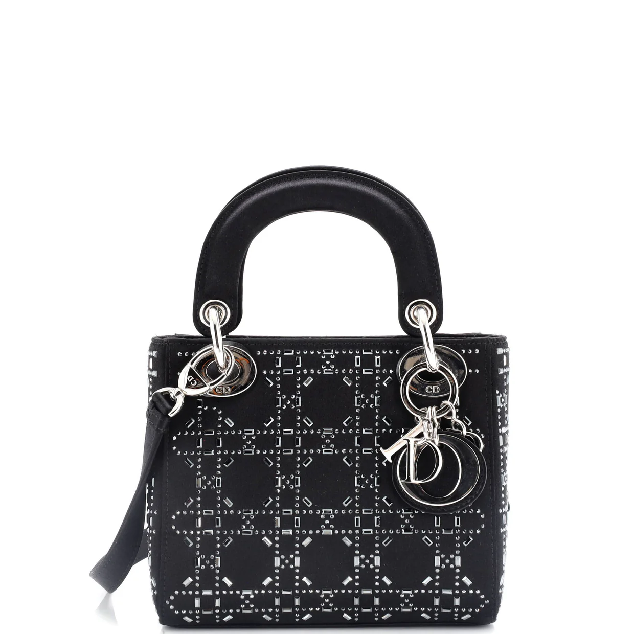 Lady Dior Bag Crystal Embellished Cannage Quilt Satin Mini - Deep Luxury