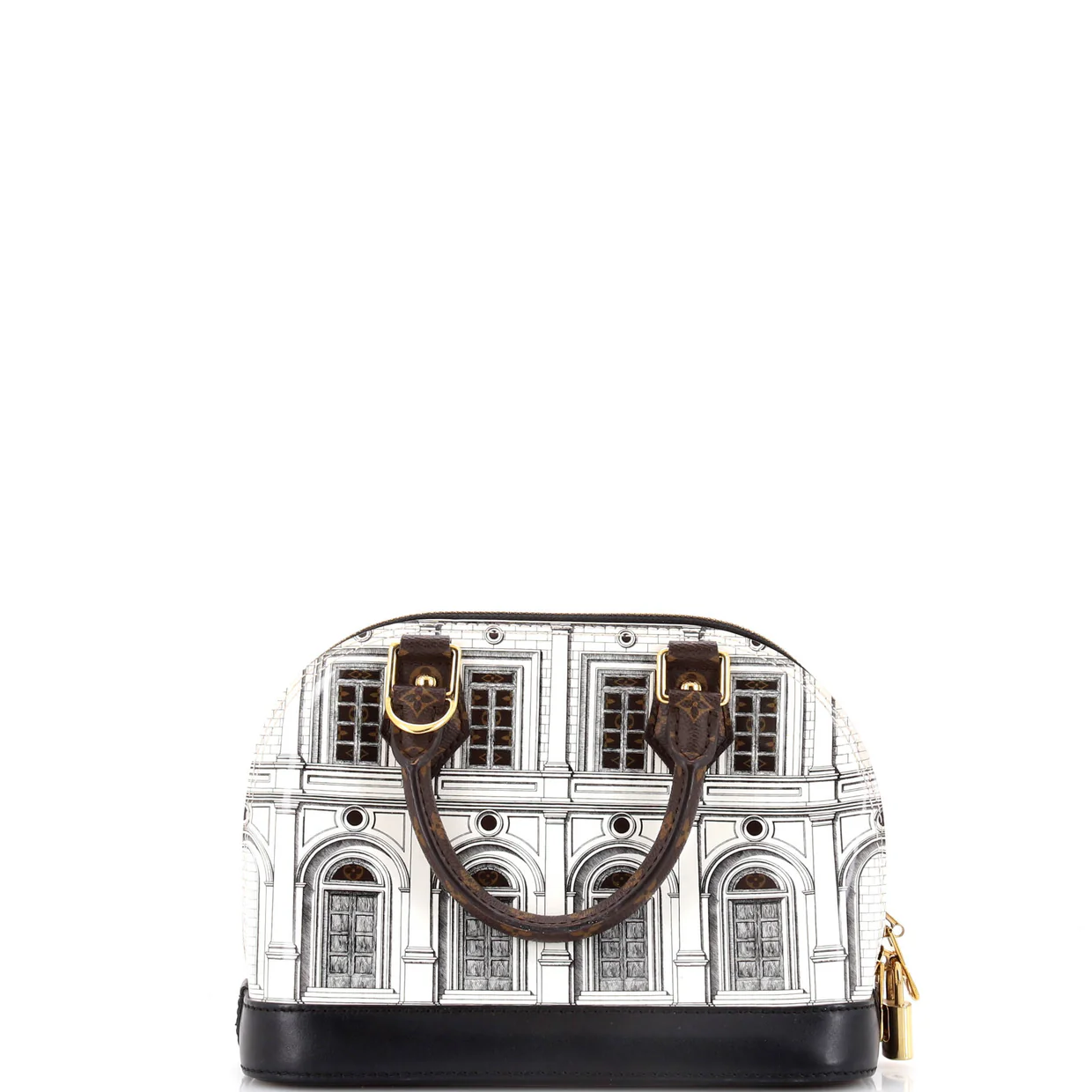 Alma Handbag Limited Edition Fornasetti Architettura Print Leather and Monogram Canvas BB - Deep Luxury