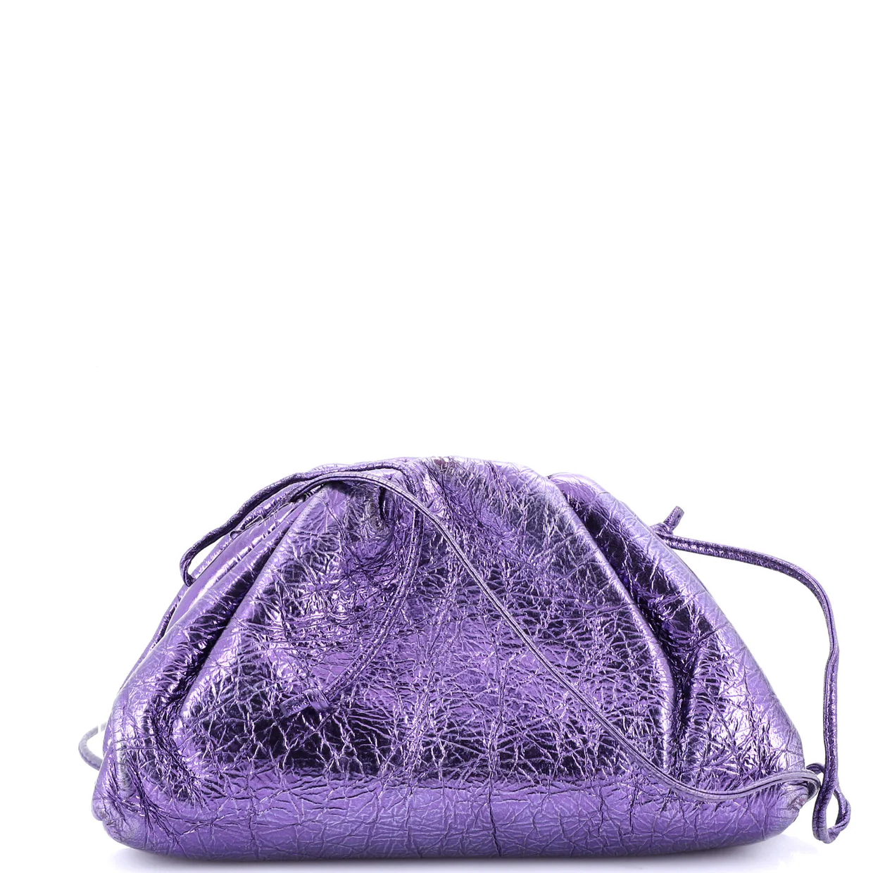 The Pouch Crinkled Metallic Leather Mini - Deep Luxury
