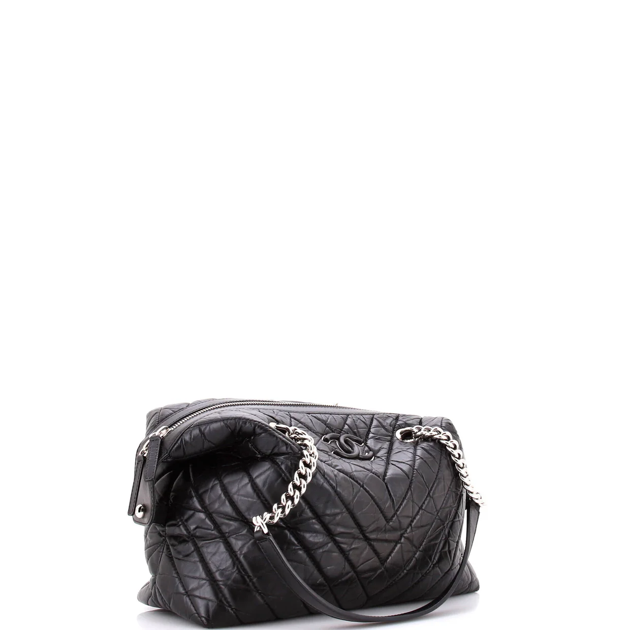 CC Bowling Bag Chevron Aged Calfskin Medium - Deep Luxury