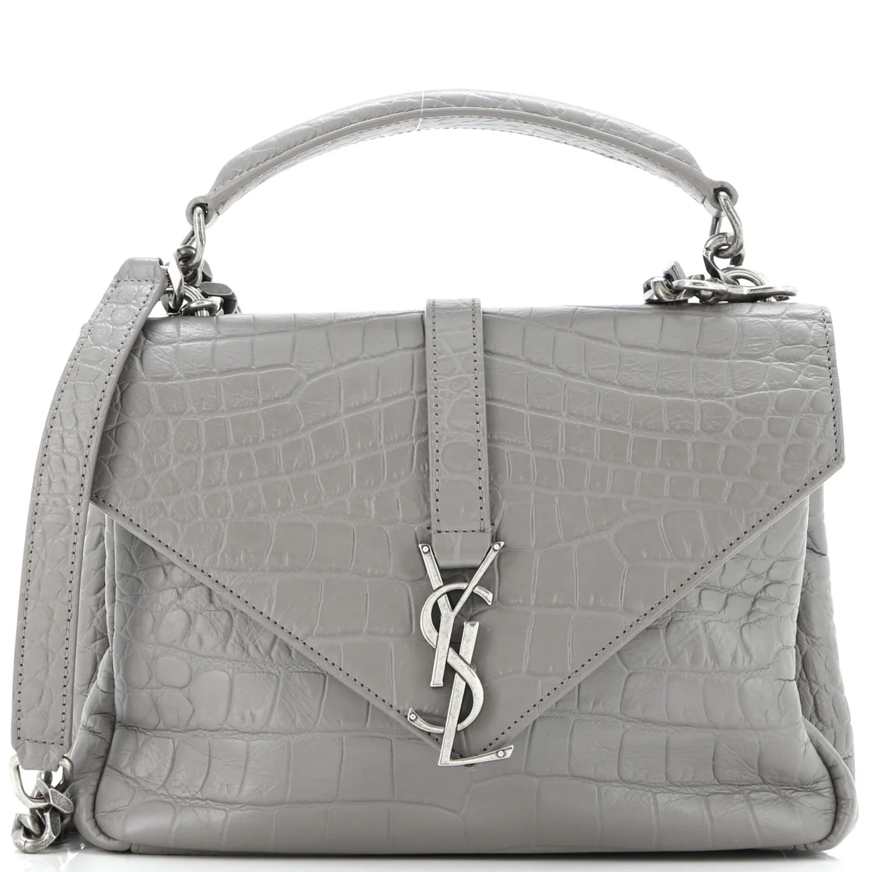Classic Monogram College Bag Crocodile Embossed Leather Medium - Deep Luxury