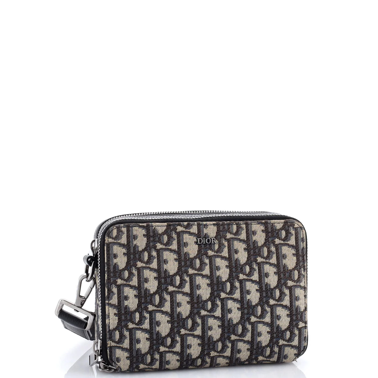 Double Zip Crossbody Pouch Oblique Canvas - Deep Luxury