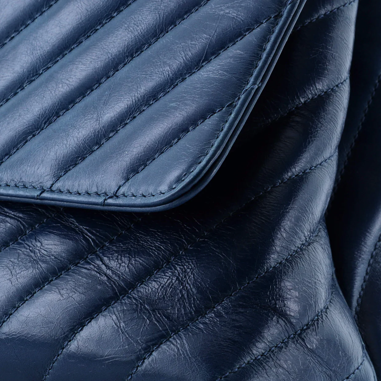 Coco Top Handle Bag Chevron Calfskin Small - Deep Luxury