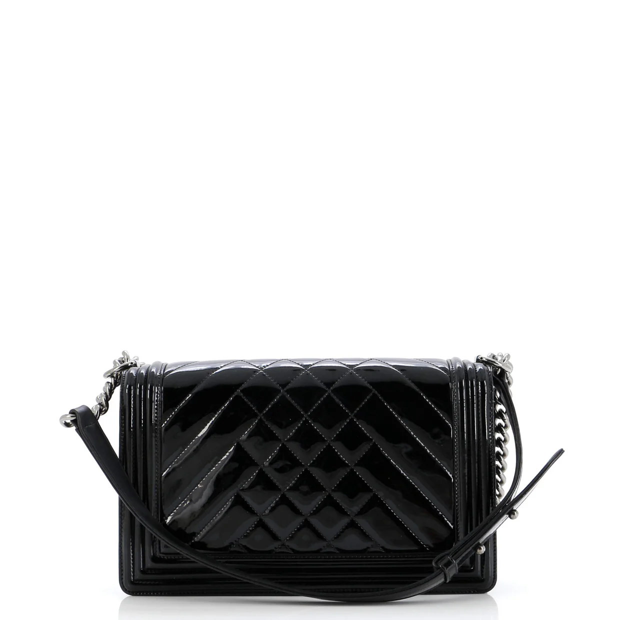 Boy Flap Bag Chevron Patent New Medium - Deep Luxury