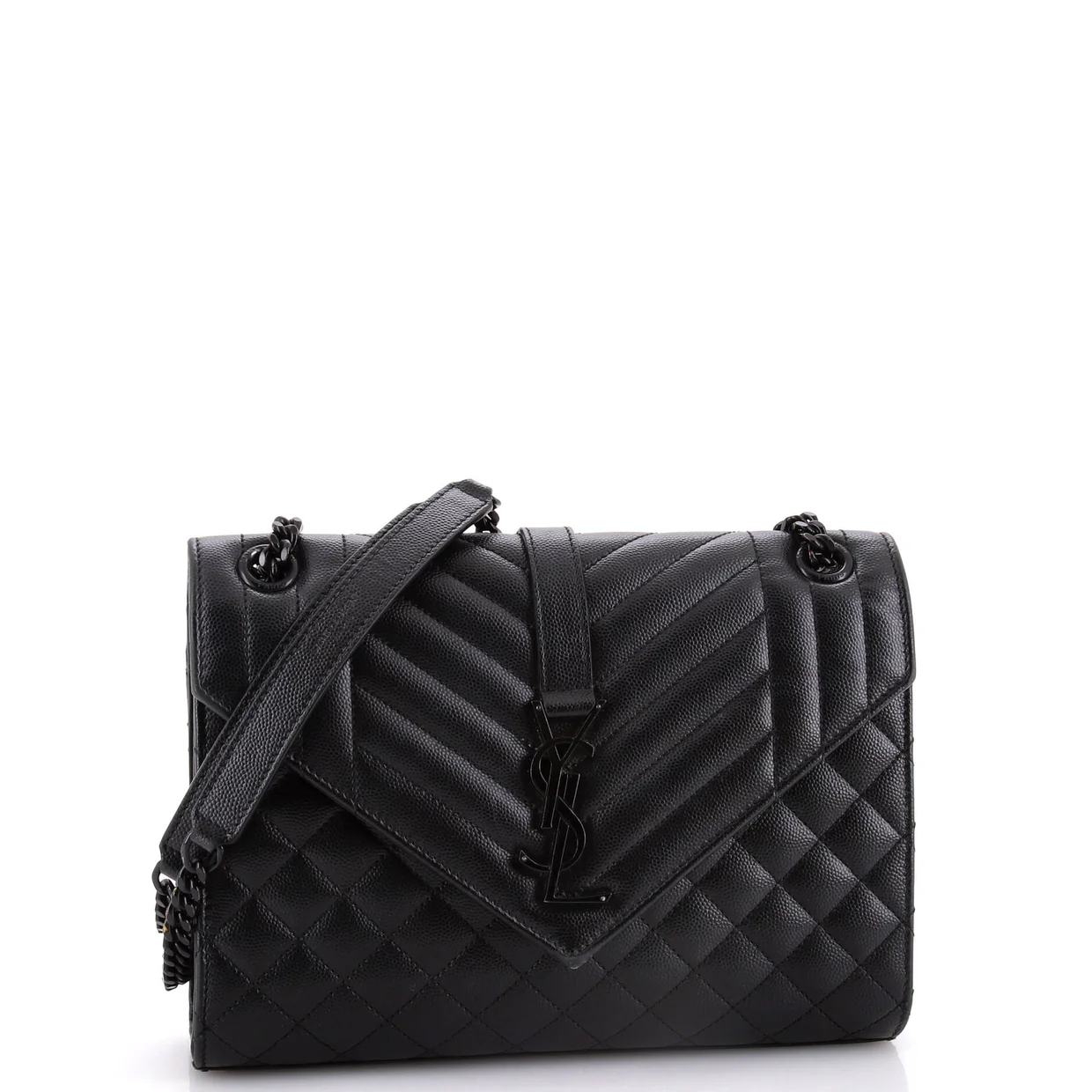 Classic Monogram Envelope Satchel Mixed Matelasse Leather Medium - Deep Luxury