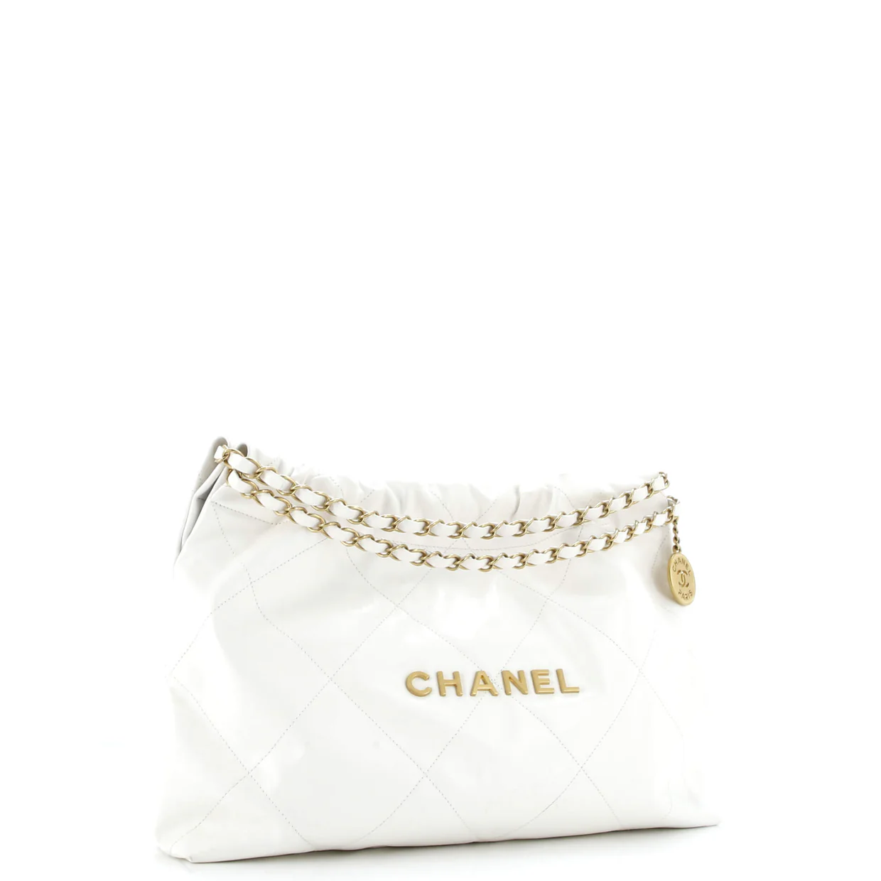 22 Chain Hobo Quilted Shiny Crumpled Calfskin East West - Deep Luxury