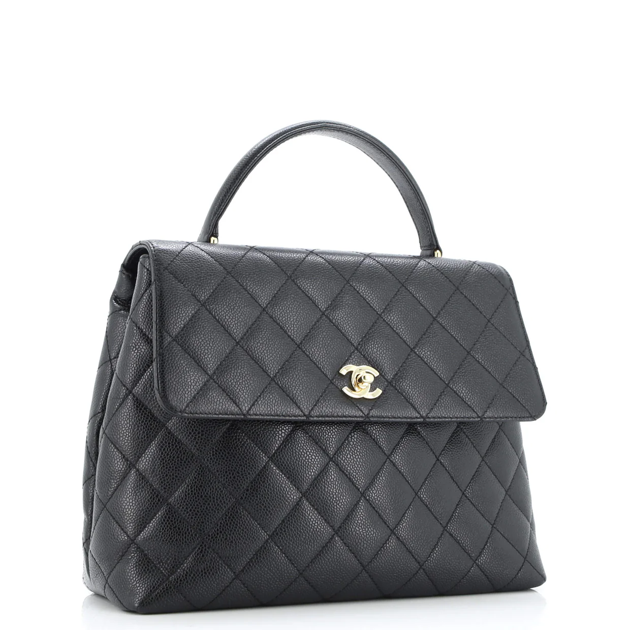 Vintage Classic Top Handle Flap Bag Quilted Caviar Jumbo - Deep Luxury