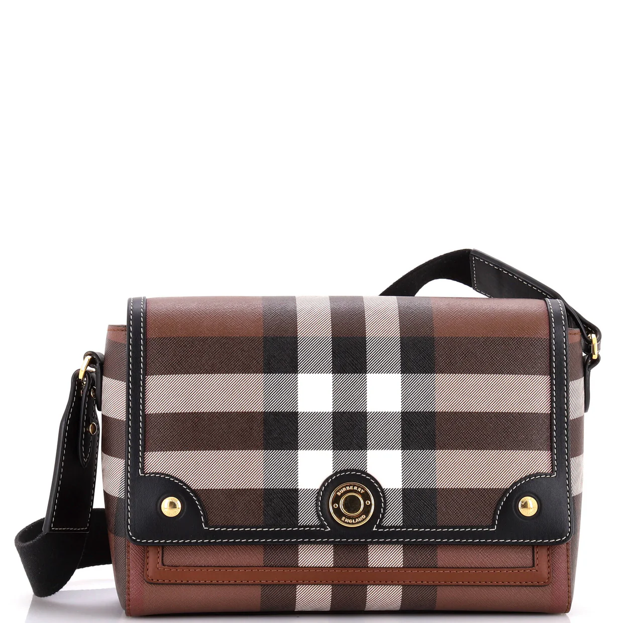 Note Crossbody Bag Check Canvas and Leather Medium - Deep Luxury
