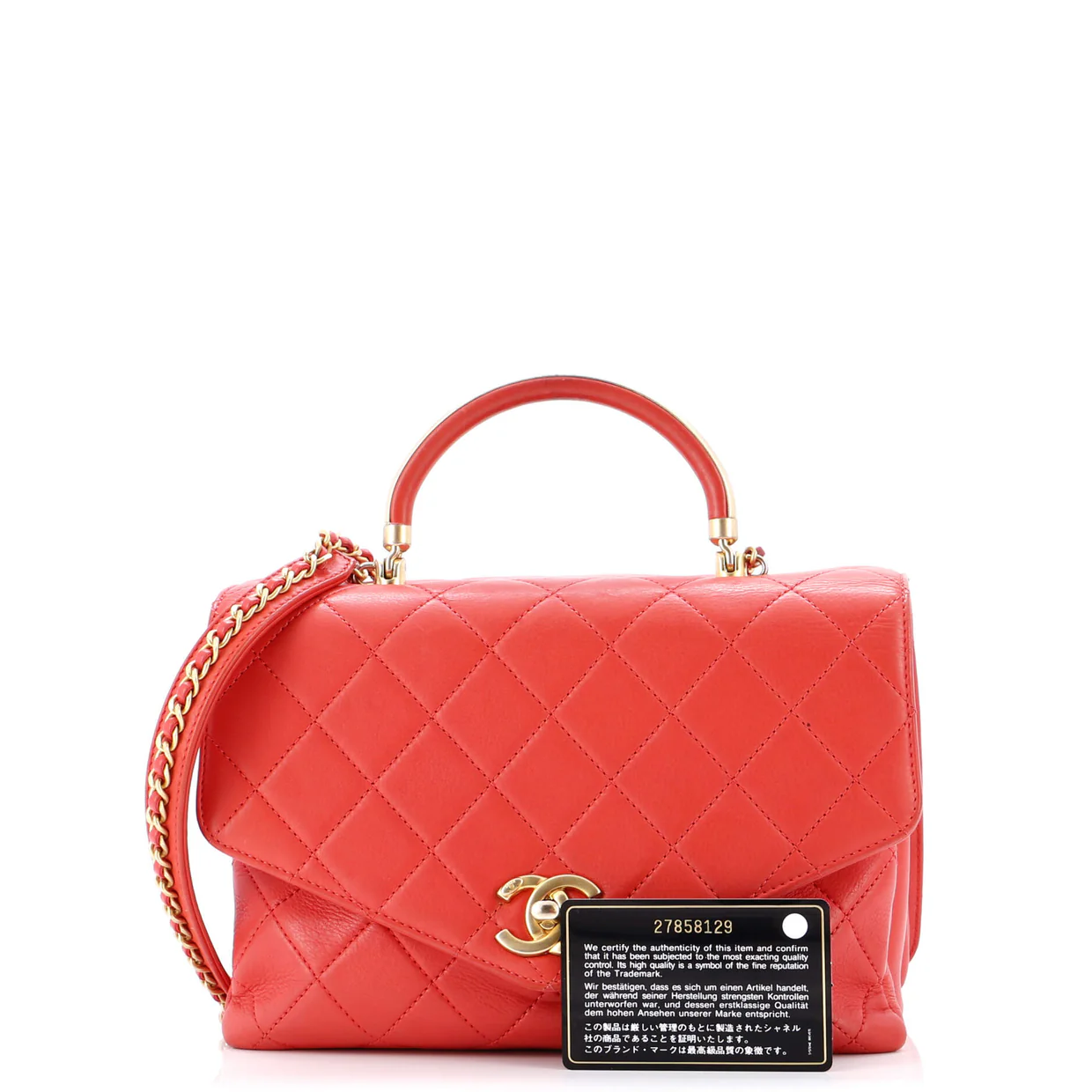 Gold Top Handle Bag Quilted Lambskin Medium - Deep Luxury