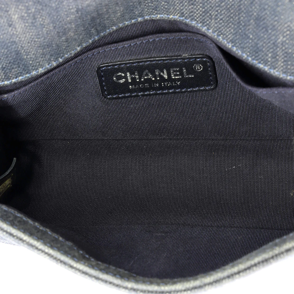 Boy Flap Bag Chevron Denim Small - Deep Luxury