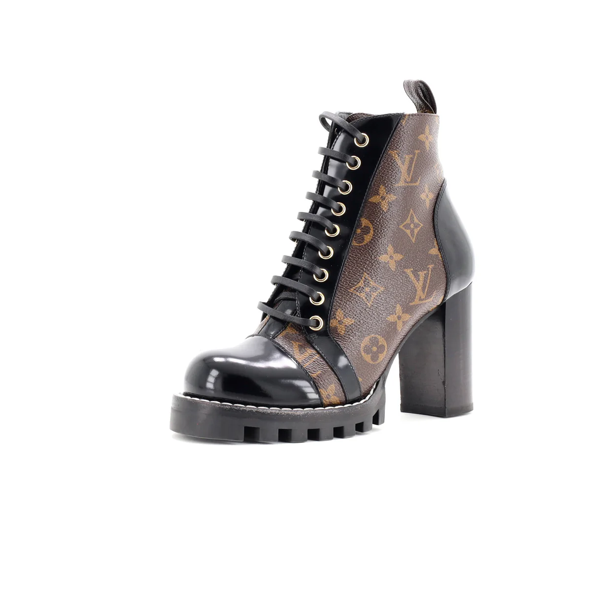Women's Star Trail Ankle Boots Monogram Canvas with Patent - Deep Luxury
