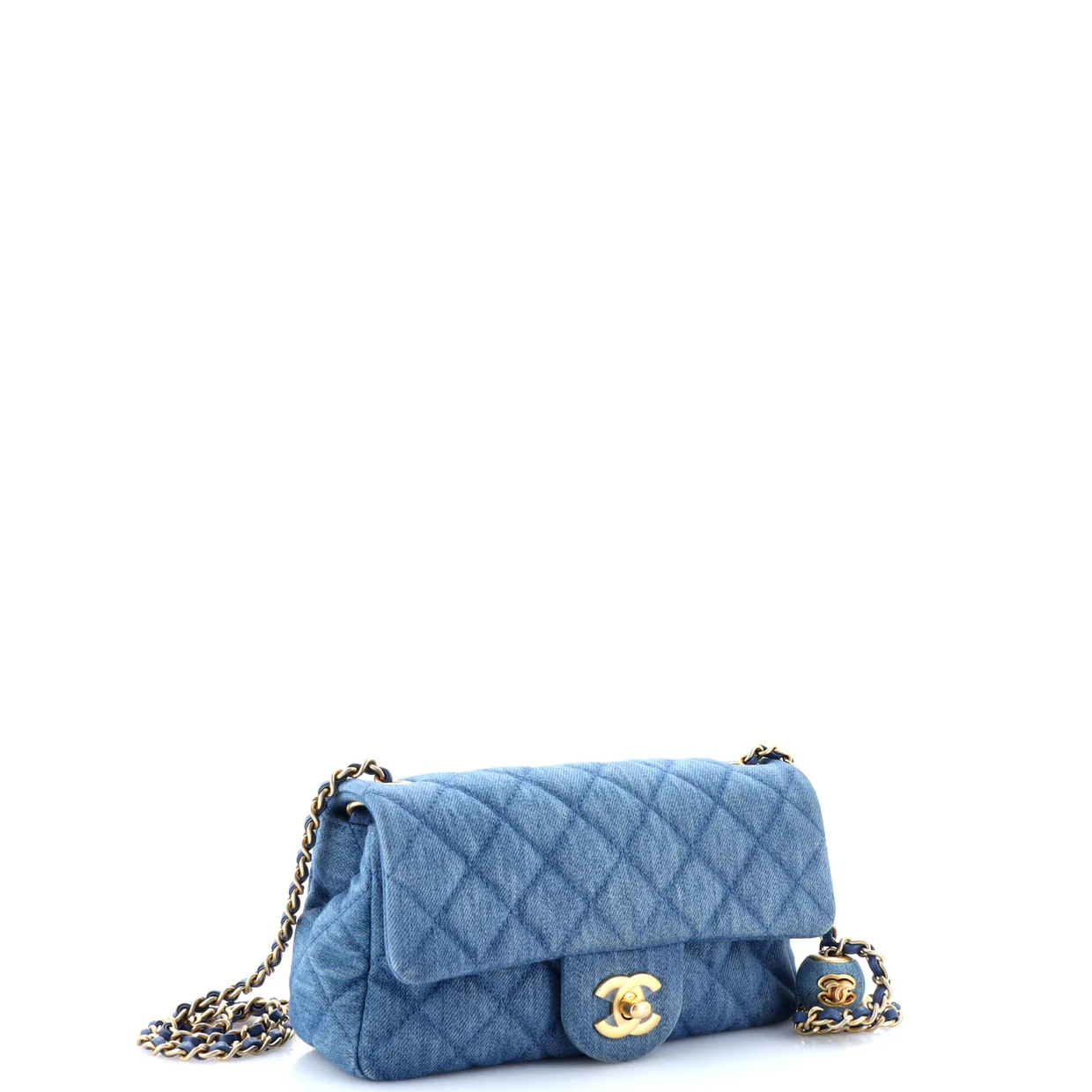 Pearl Crush Flap Bag Quilted Denim Mini - Deep Luxury